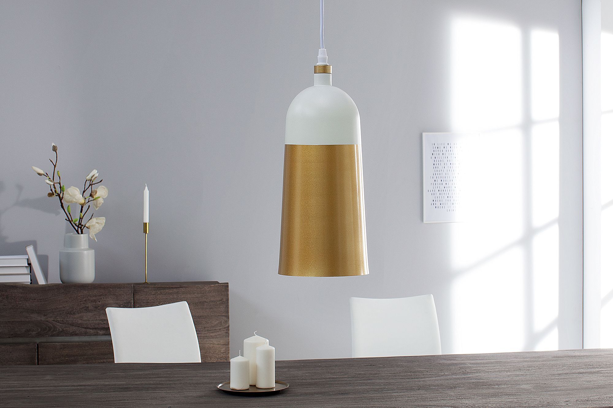 Retro Designerleuchte Loft Ø14cm elegant Weiß Gold