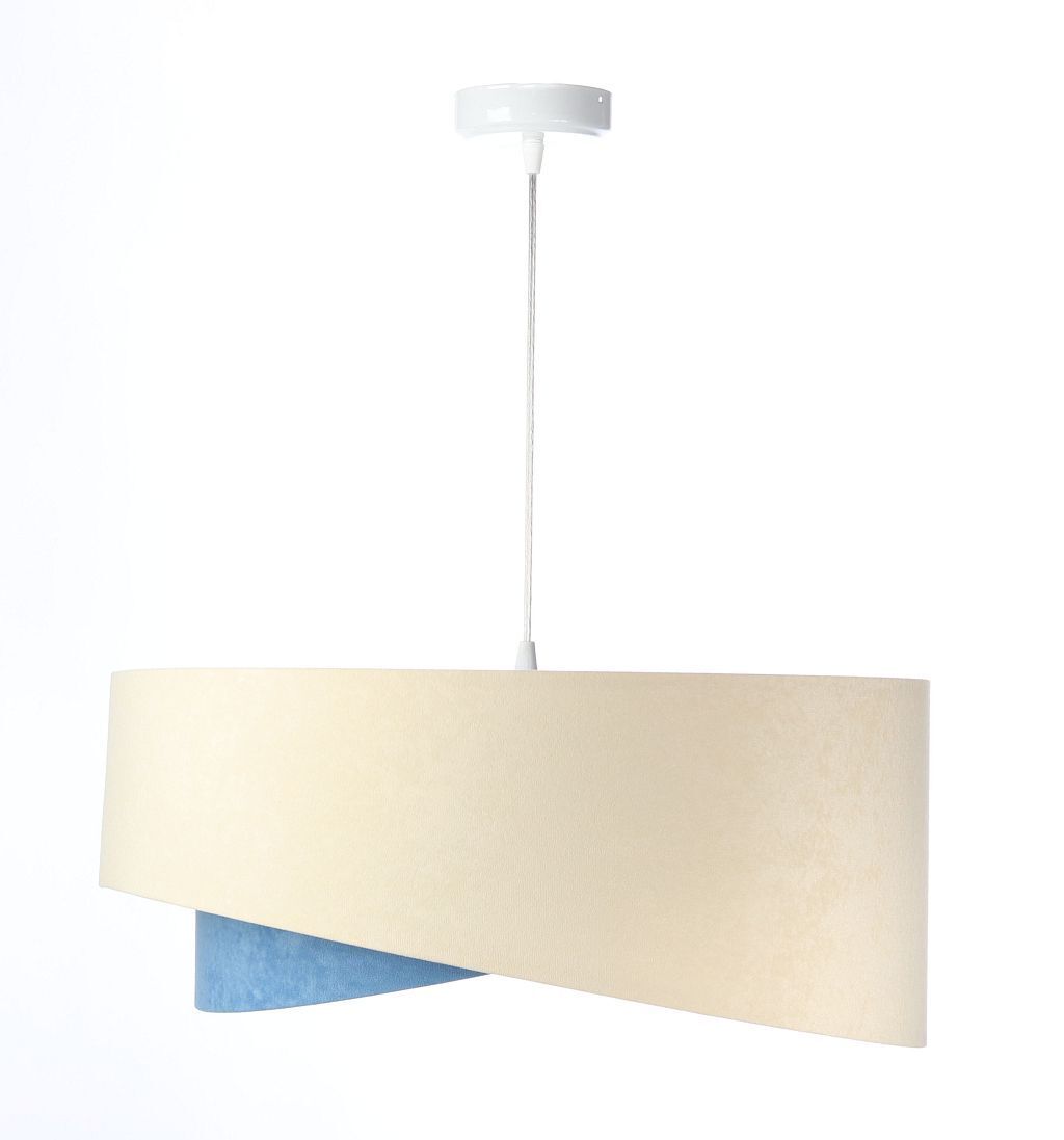 Hängeleuchte Stoff Velours Optik rund Ø 50 cm E27 Creme Blau Lampe