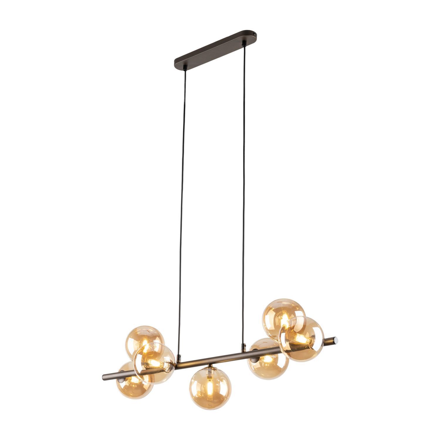 Pendelleuchte Metall Rauchglas L: 90 cm H: max. 153 cm 7x G9