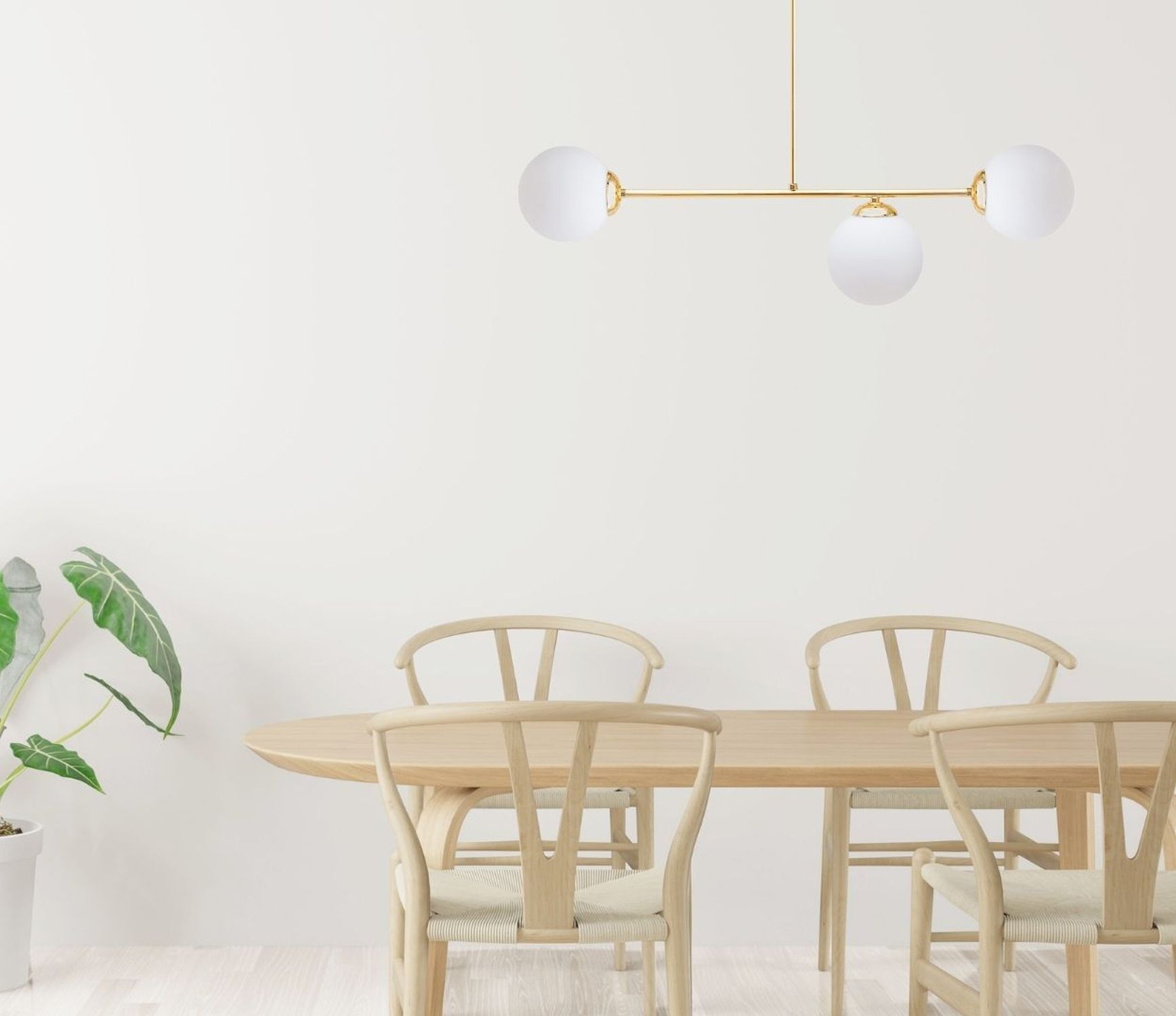 Goldene Deckenlampe Glaskugeln blendarm E27 Metall Esstisch, Tisch, Esszimmer, Lampe, Innenarchitektur