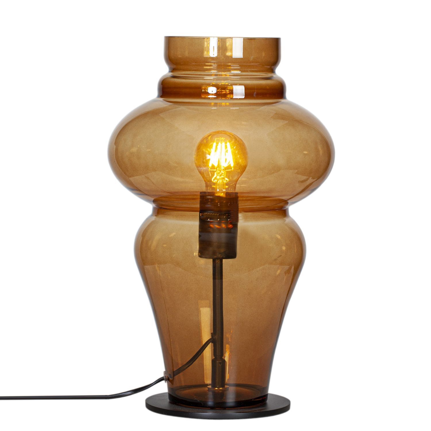 Tischlampe Rauchglas Metall 40,6 cm hoch E27 Vintage Design Lampe, Tischlampe