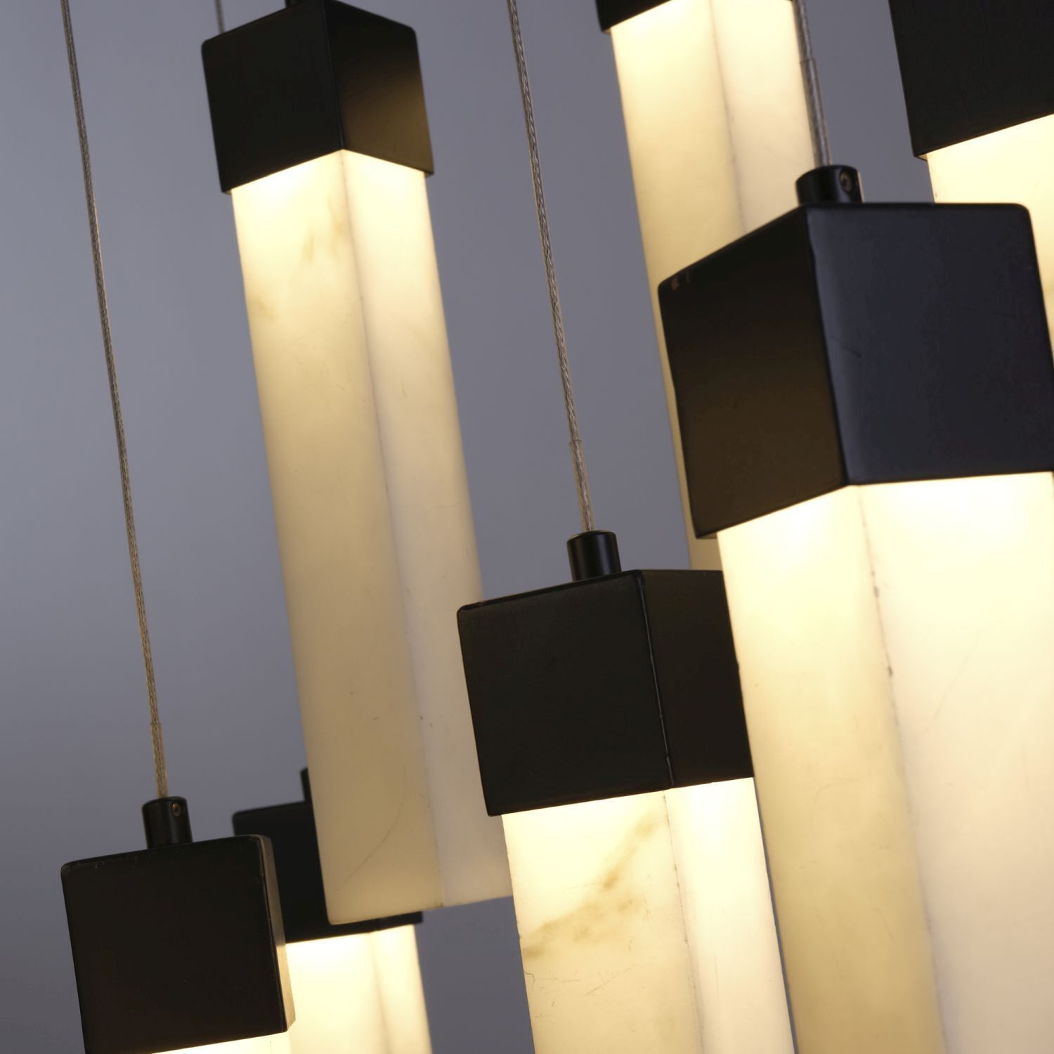 LED Hängelampe Stahl Harz Ø60 cm 3000 K Schwarz Marmor