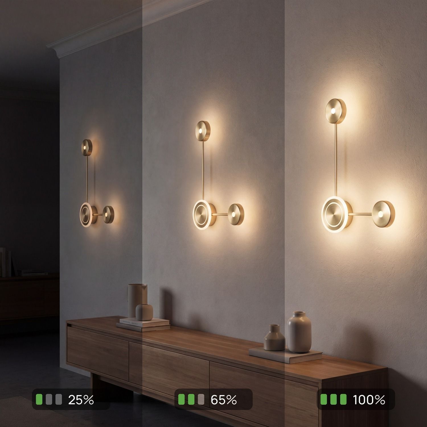 Wandleuchte, Wandlampe, LED-Beleuchtung, Modern, Goldfarben