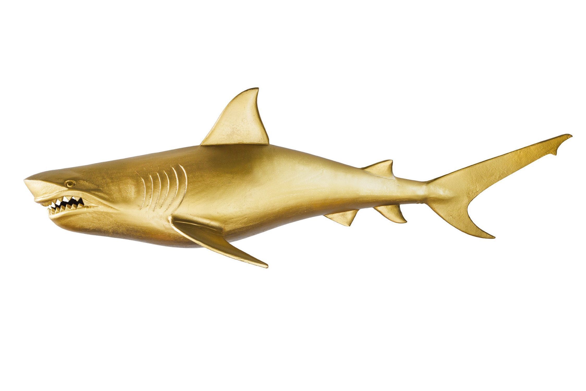 Wanddeko Metall Maritim Hai Fisch 105 cm lang in Gold