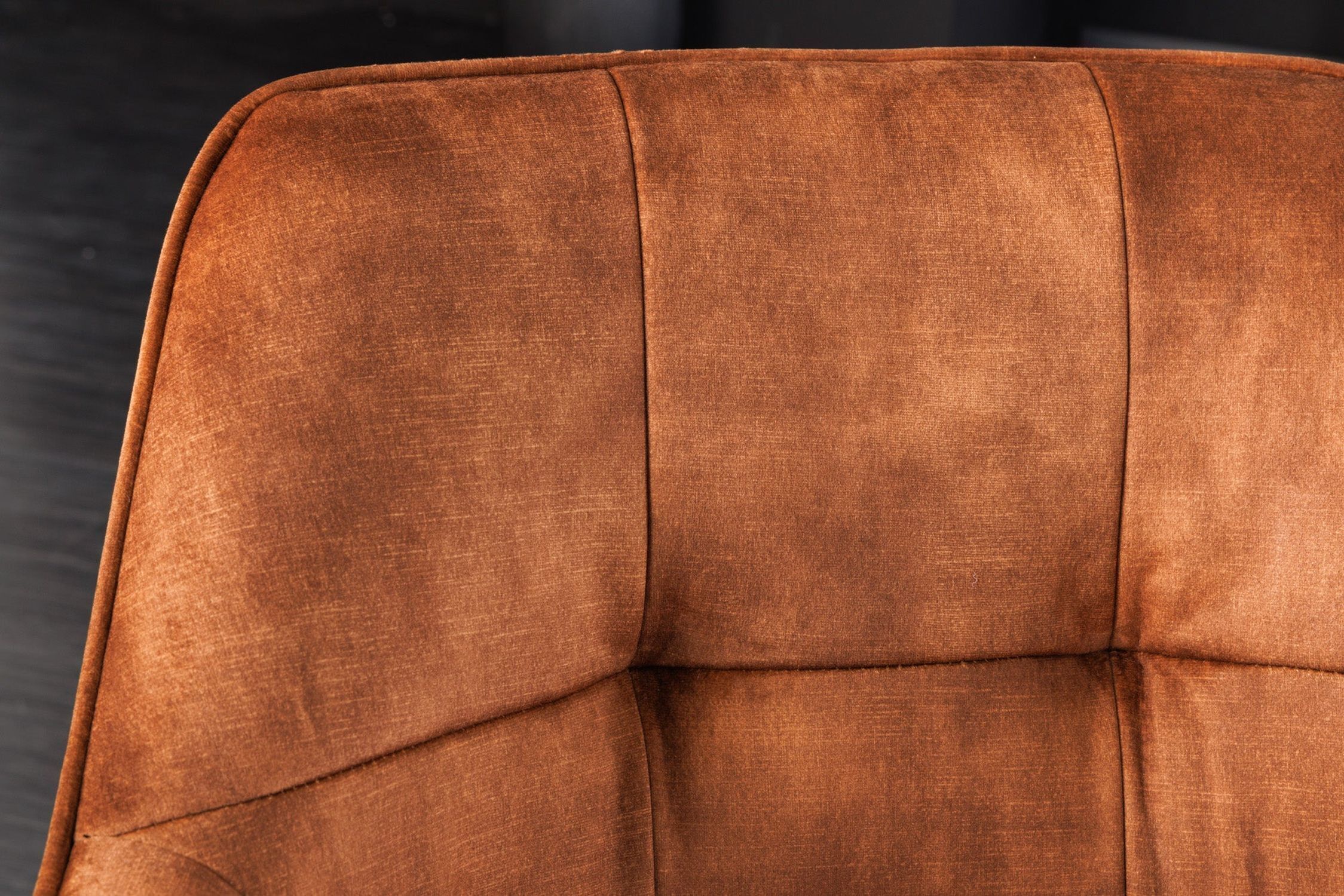 Drehstuhl Samt Metall ohne Rollen mit Armlehne Braun Schwarz