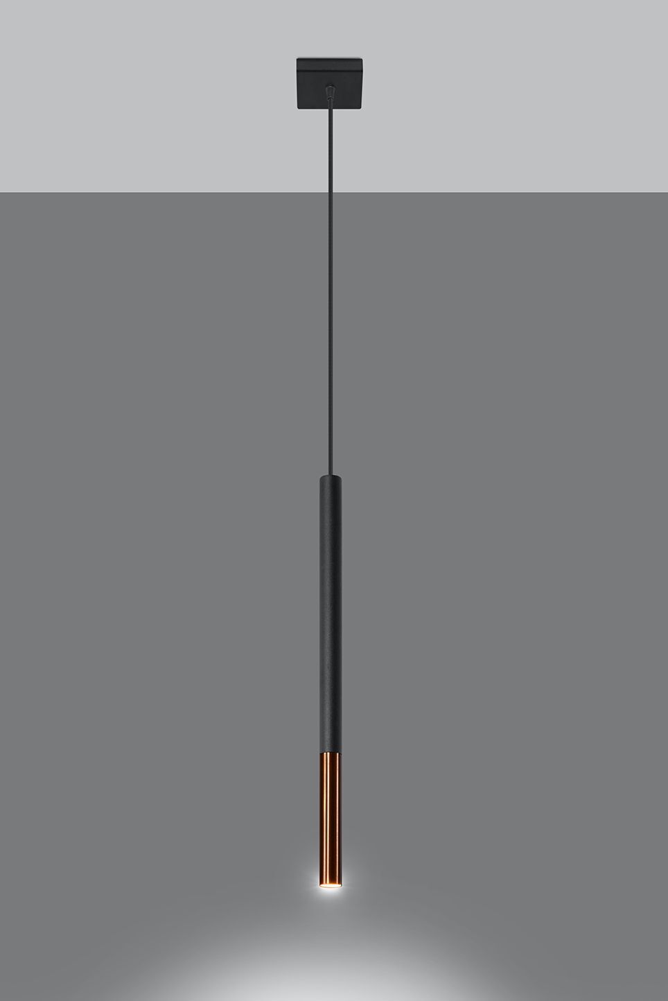 Hängelampe Schwarz Kupfer Ø 2,5 cm schmal Zylinder G9