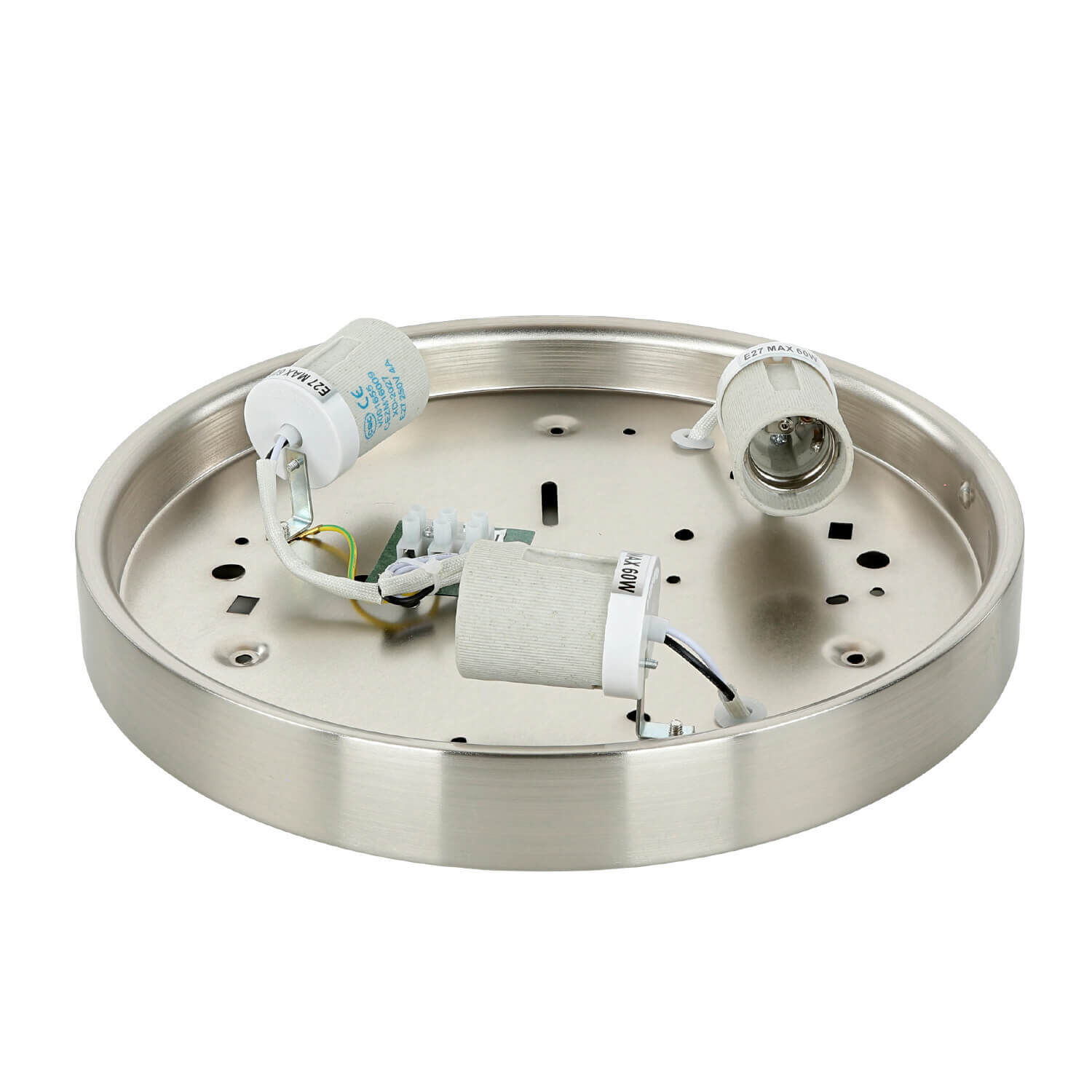 deckenleuchte, metall, e12 fassung, verkabelung, montageplatte