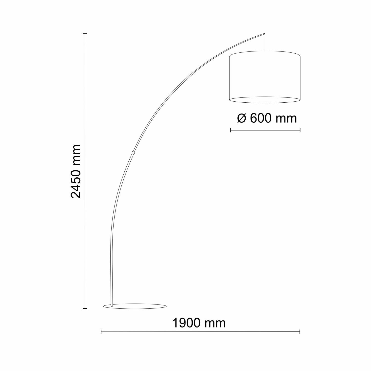 Bogenlampe groß Stoff Metall gebogen 245 cm hoch