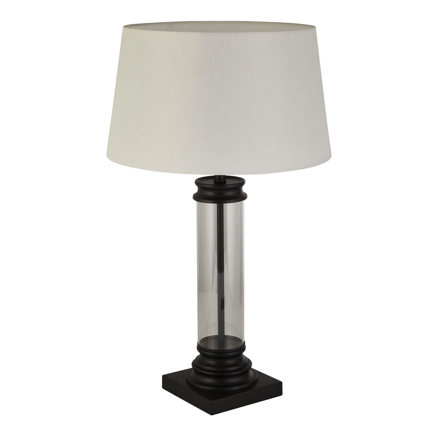 Tischleuchte 63 cm Schwarz Weiß E27 Stoff Glas