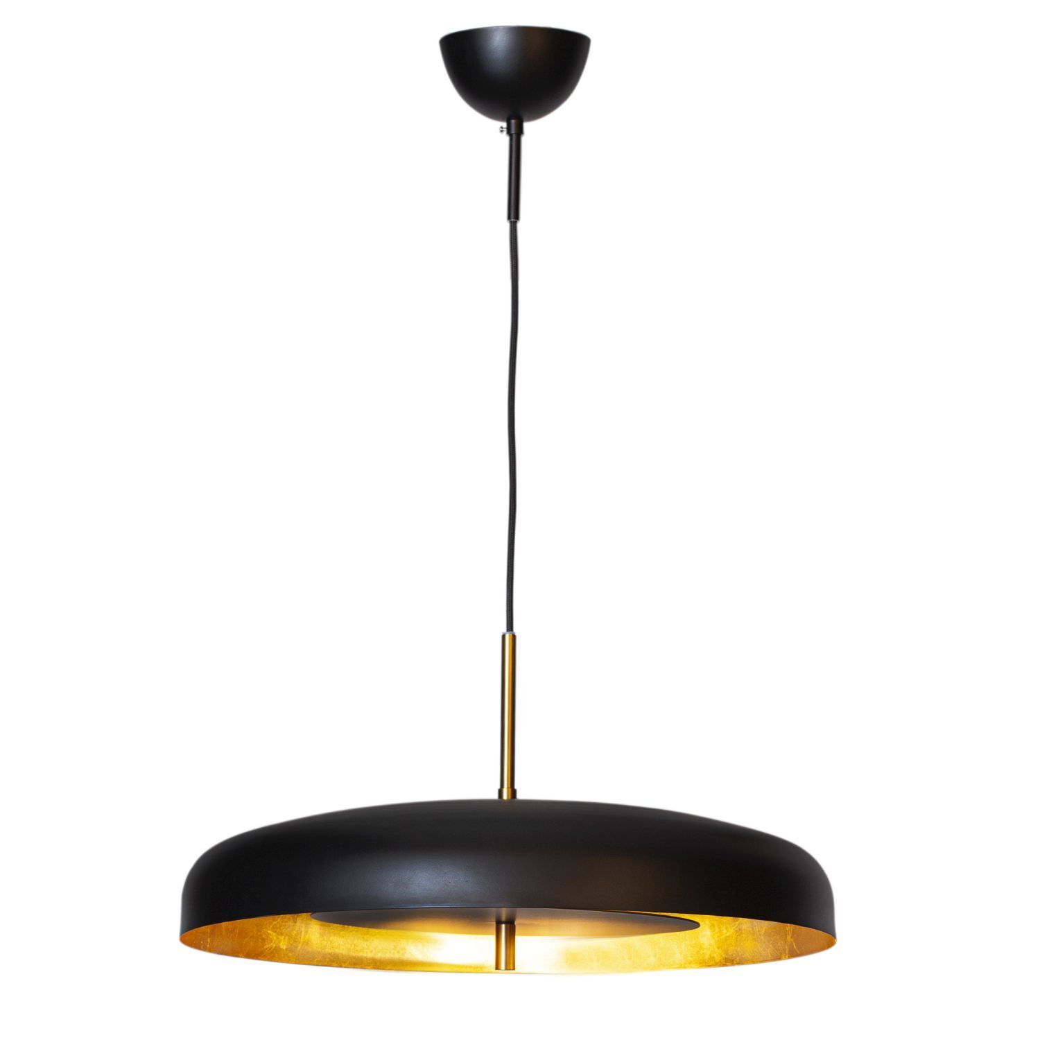 Hängeleuchte rund D: 50 cm Metall in Schwarz Gold G9