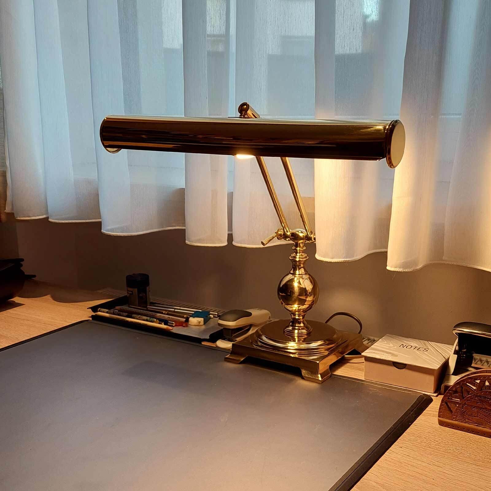 Bankerlampe Messing poliert E14 H: 43 cm Jugendstil