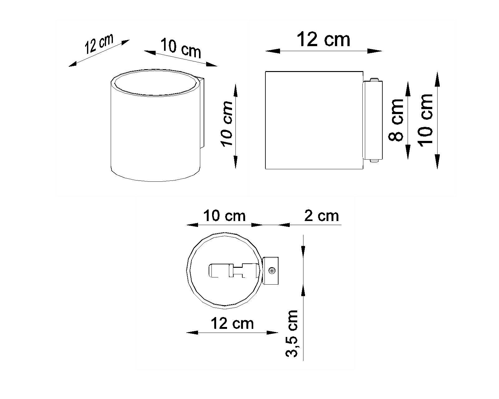 Wandleuchte Anthrazit Metall klein H:10cm rund VALERYA