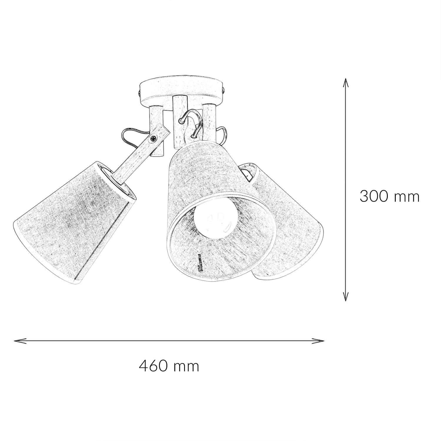 Deckenleuchte Wohnzimmer 3-flammig Leinen Holz Metall