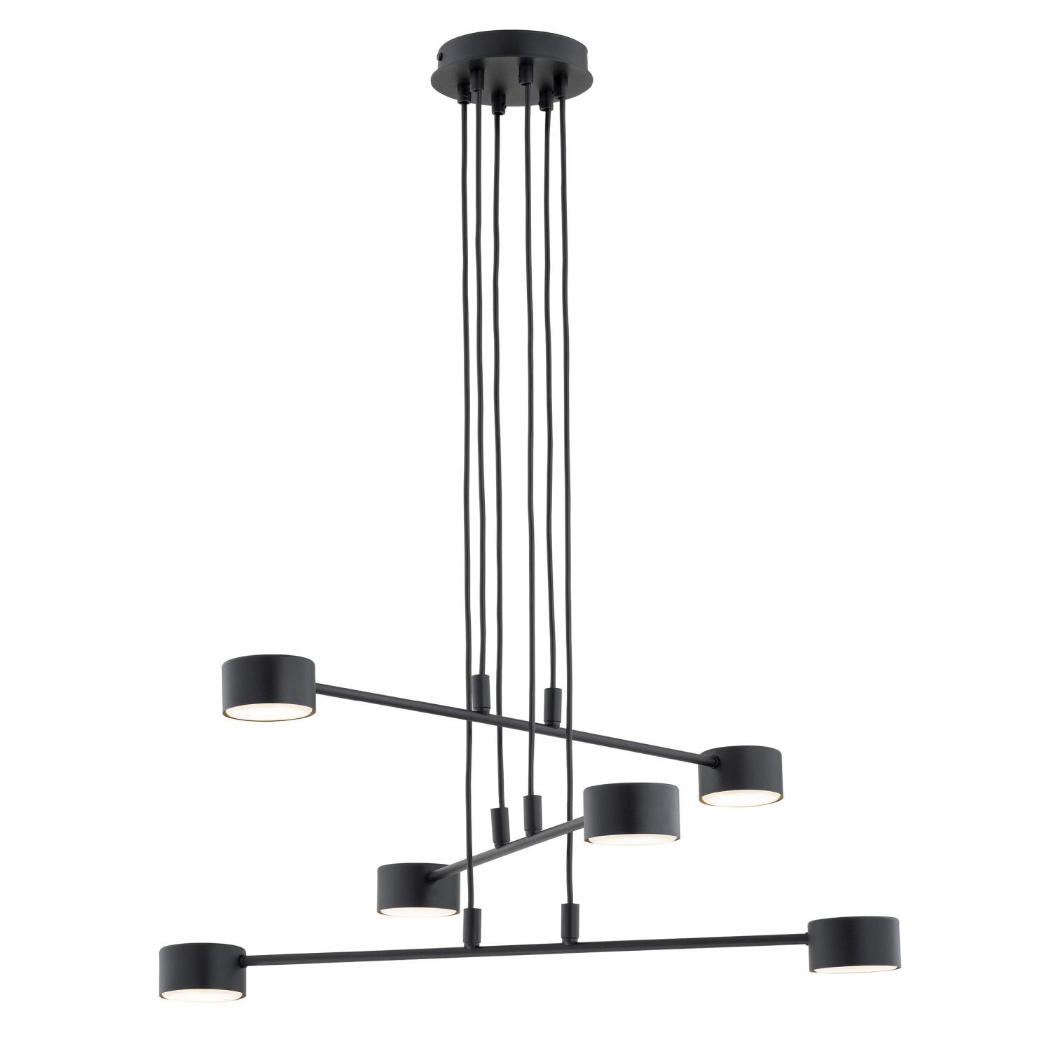 Pendelleuchte Schwarz Metall B: 70 cm verstellbar 6x GX53