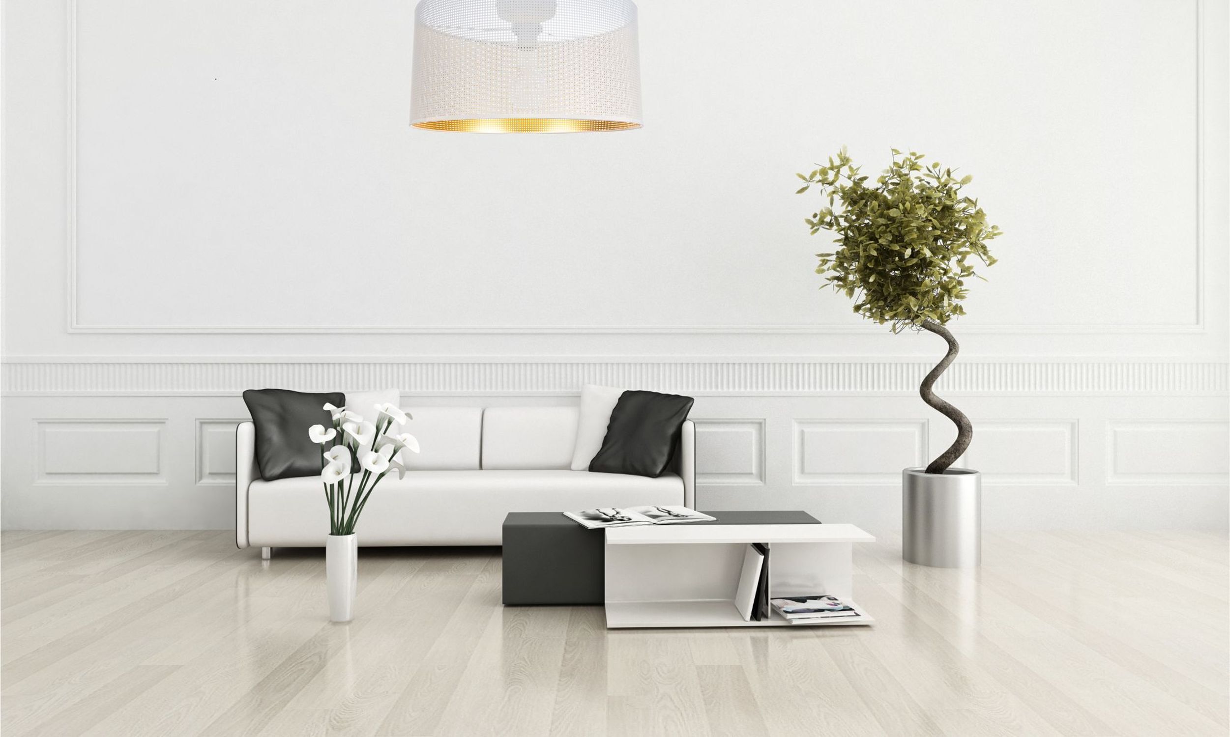 Loft Deckenleuchte Metall in Weiß Gold E27 Ø40 cm rund