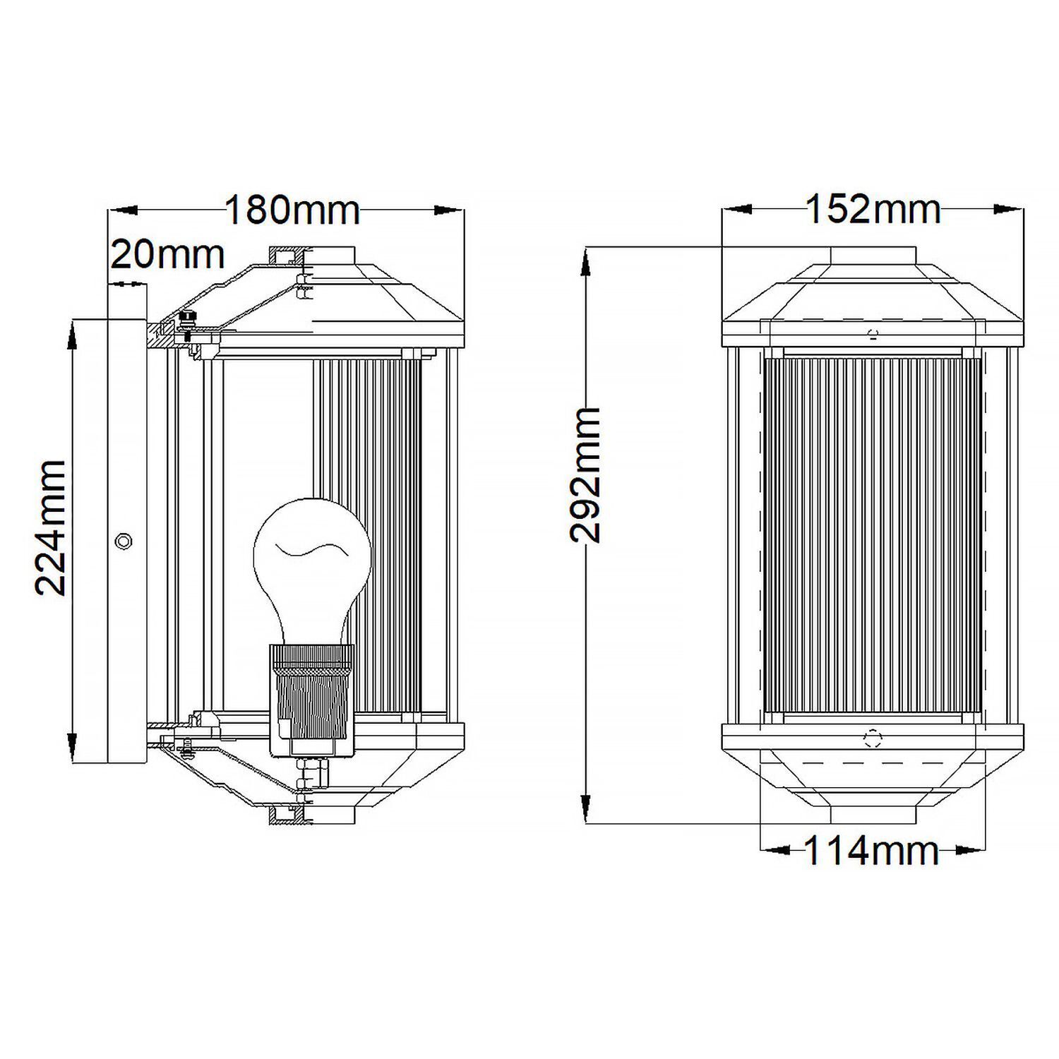 Außenlampe Wand 29,2 cm hoch IP44 E27 klein Eingang Lampe, Laterne, Kohle, Glühbirne, Industriell