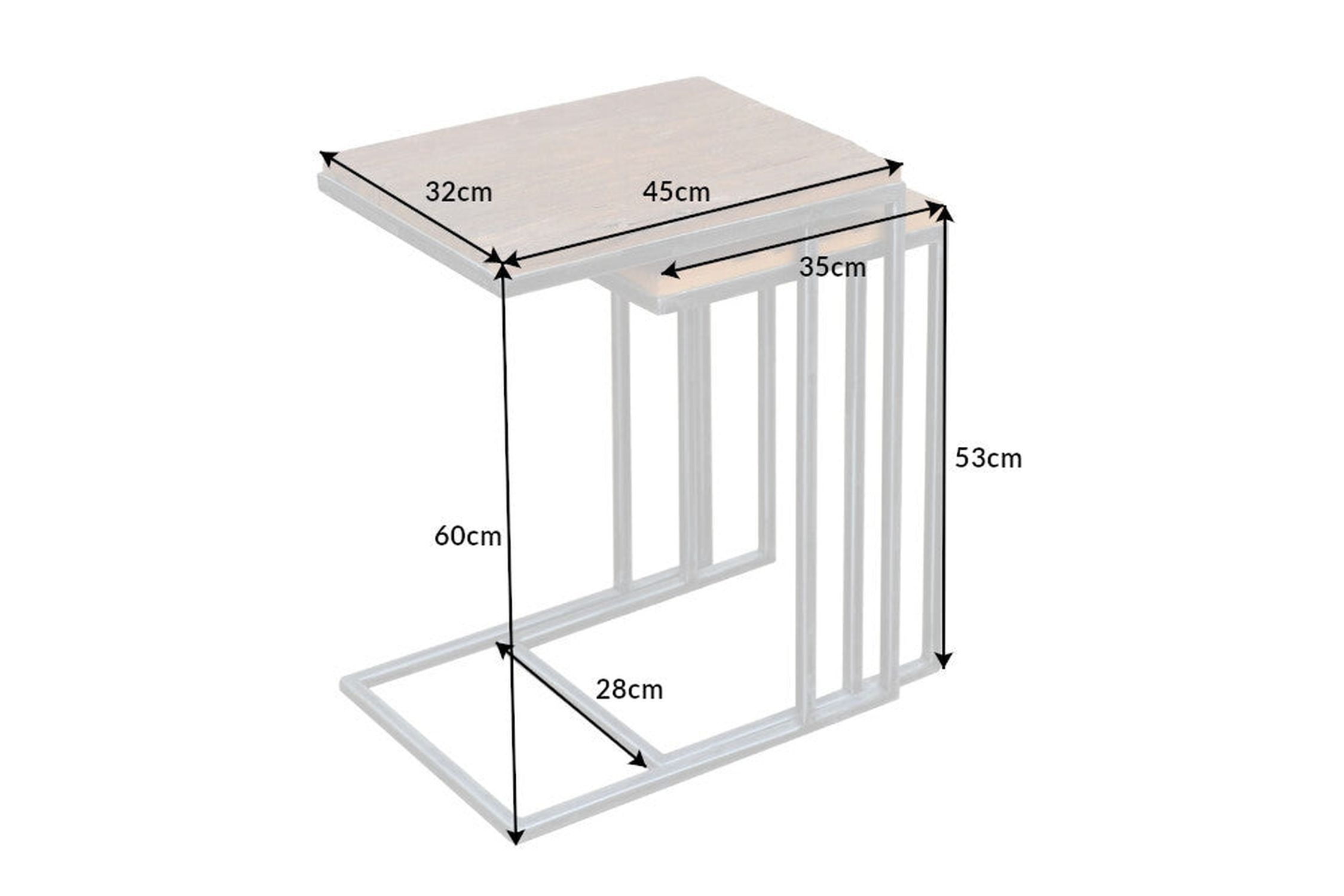 Beistelltisch 2er Set recyceltem Holz Metall Handarbeit Moebel, Tabelle, Postfach