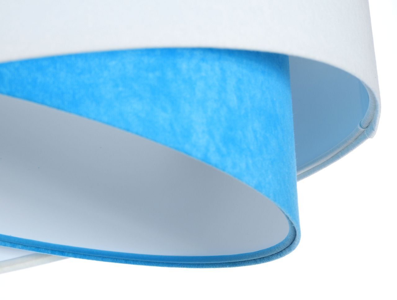 Pendelleuchte rund Ø 50 cm E27 Weiß Blau Stoff Velours Optik