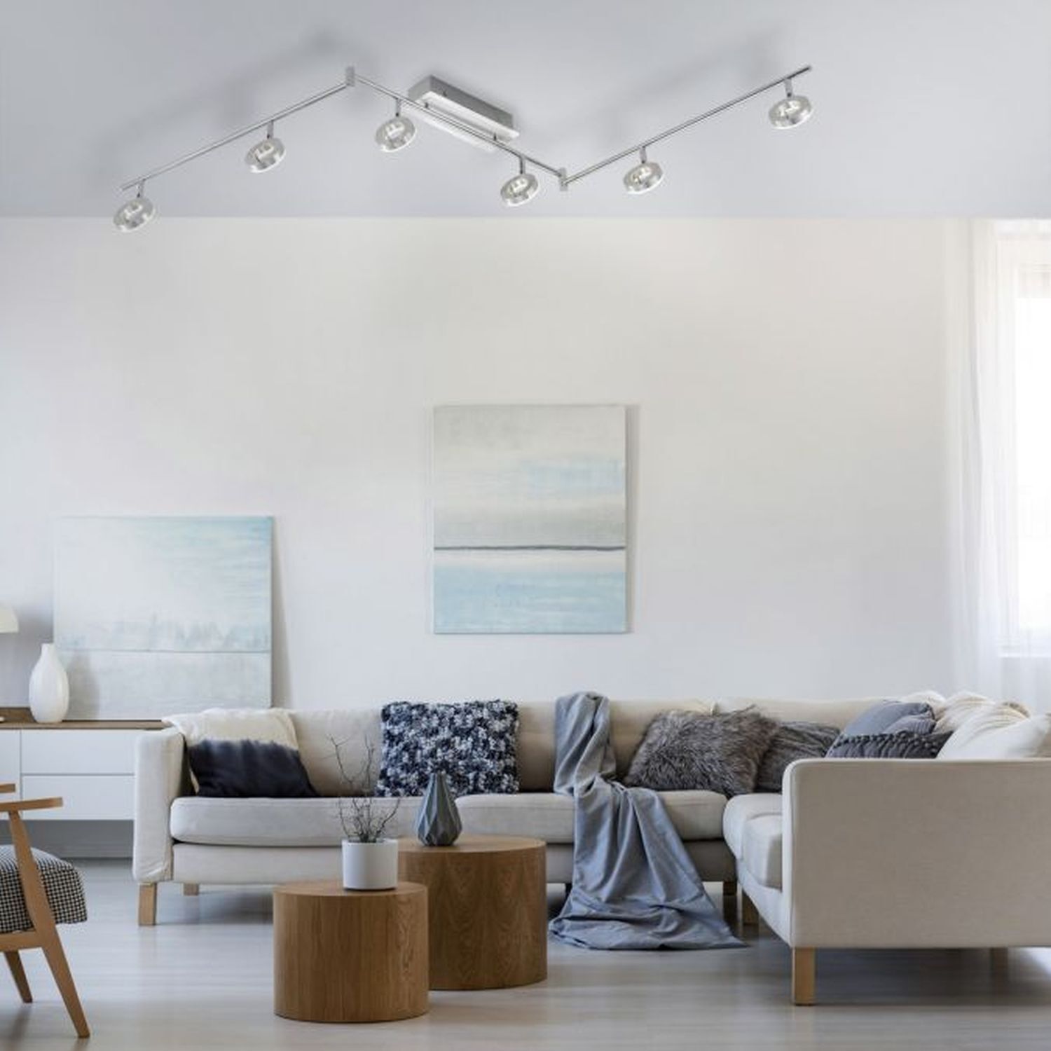 Beweglicher LED Deckenstrahler in Aluminium IP44 188 cm Dekoration für Zuhause, Couch, Mobiliar, Wohnzimmer, Innenarchitektur