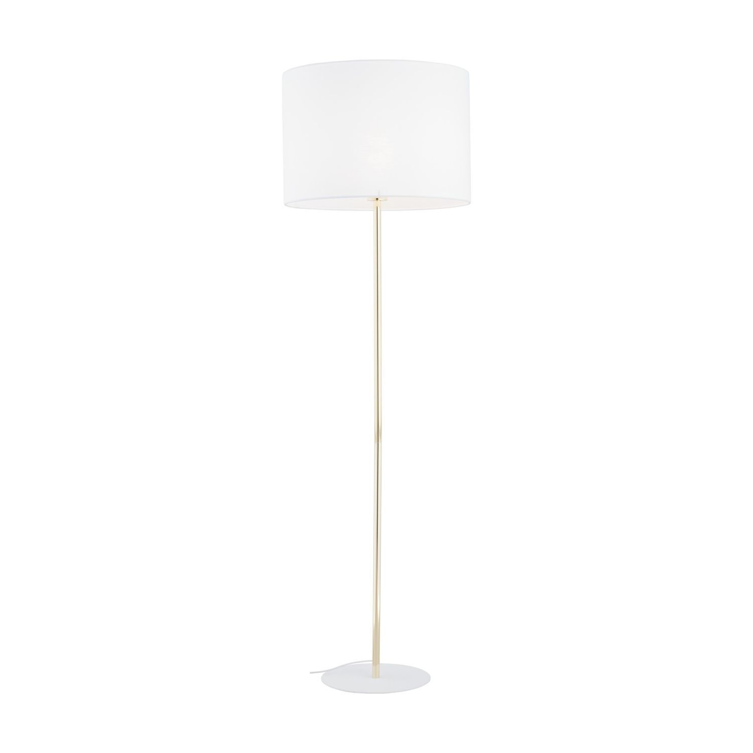 Stehleuchte Gold Weiß 160 cm aus Metall Stoff E27 Wohnzimmer Lampe, Lampenschirm