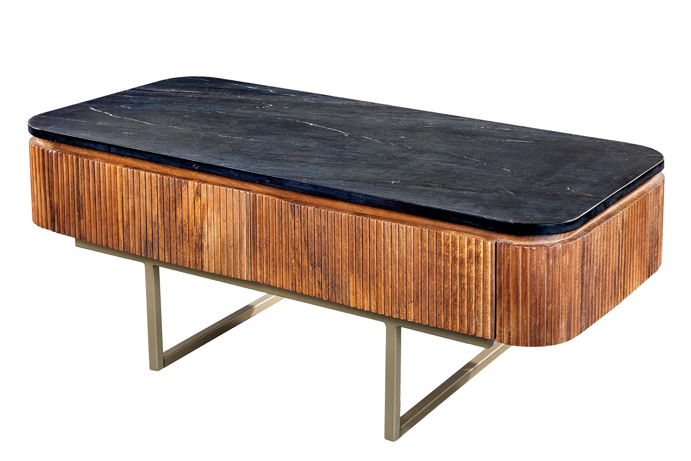 Couchtisch mit Schublade Marmor Mango Holz Metall 110 cm