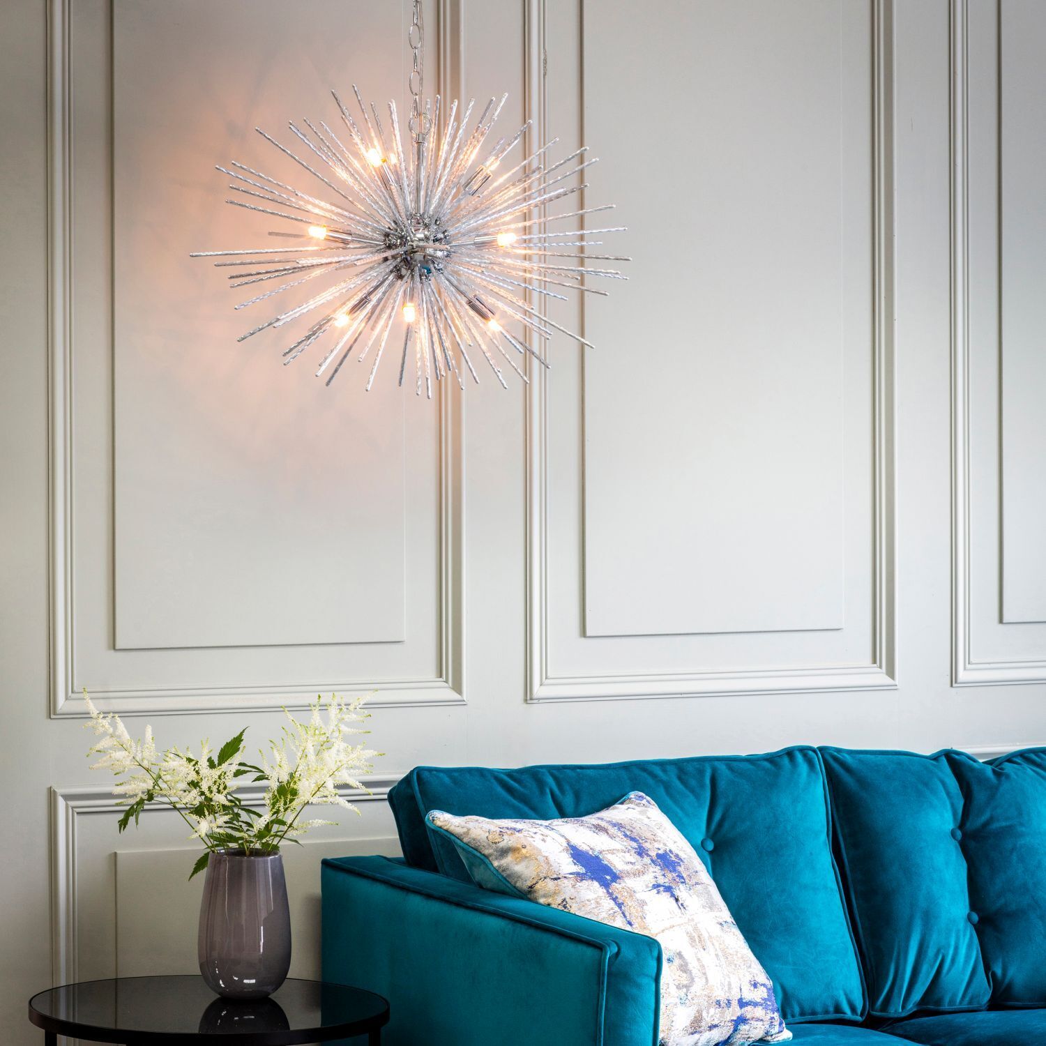 Innenarchitektur, Lampe, Couch, Kronleuchter, Kissen