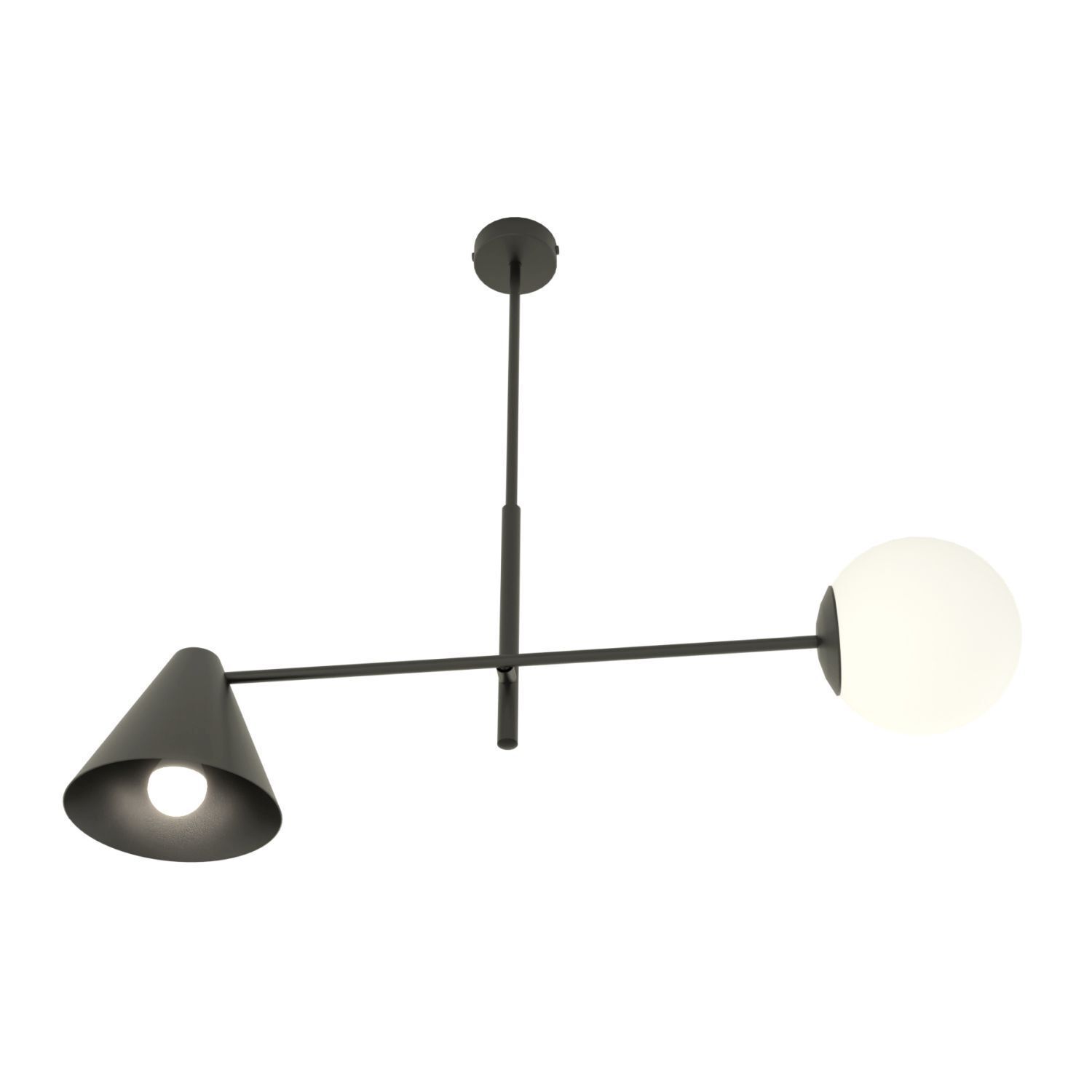 Längliche Deckenlampe Metall Glas Schwarz E14 blendarm