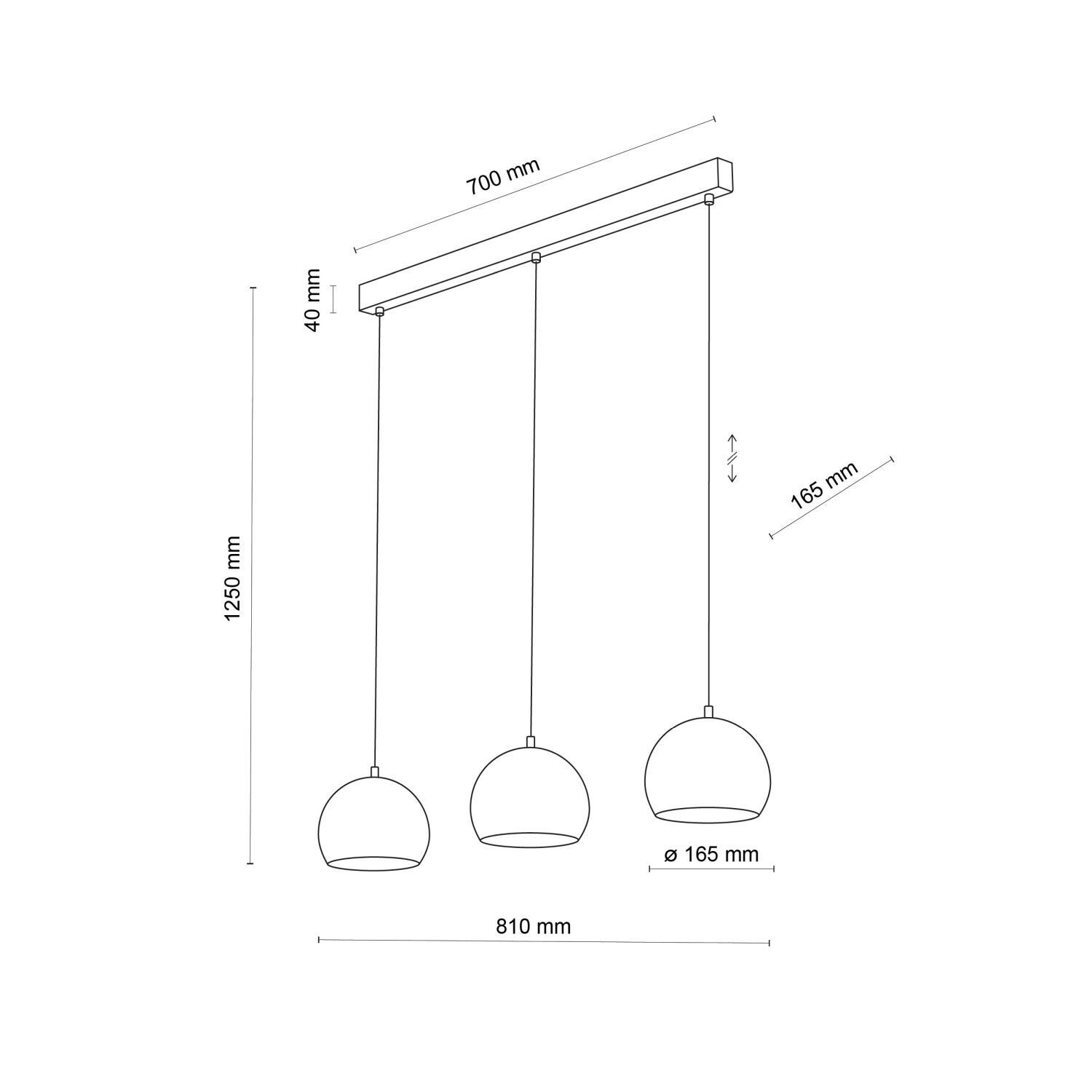 Pendelleuchte Schwarz 3-flammig E27 L: 81 cm höhenverstellbar