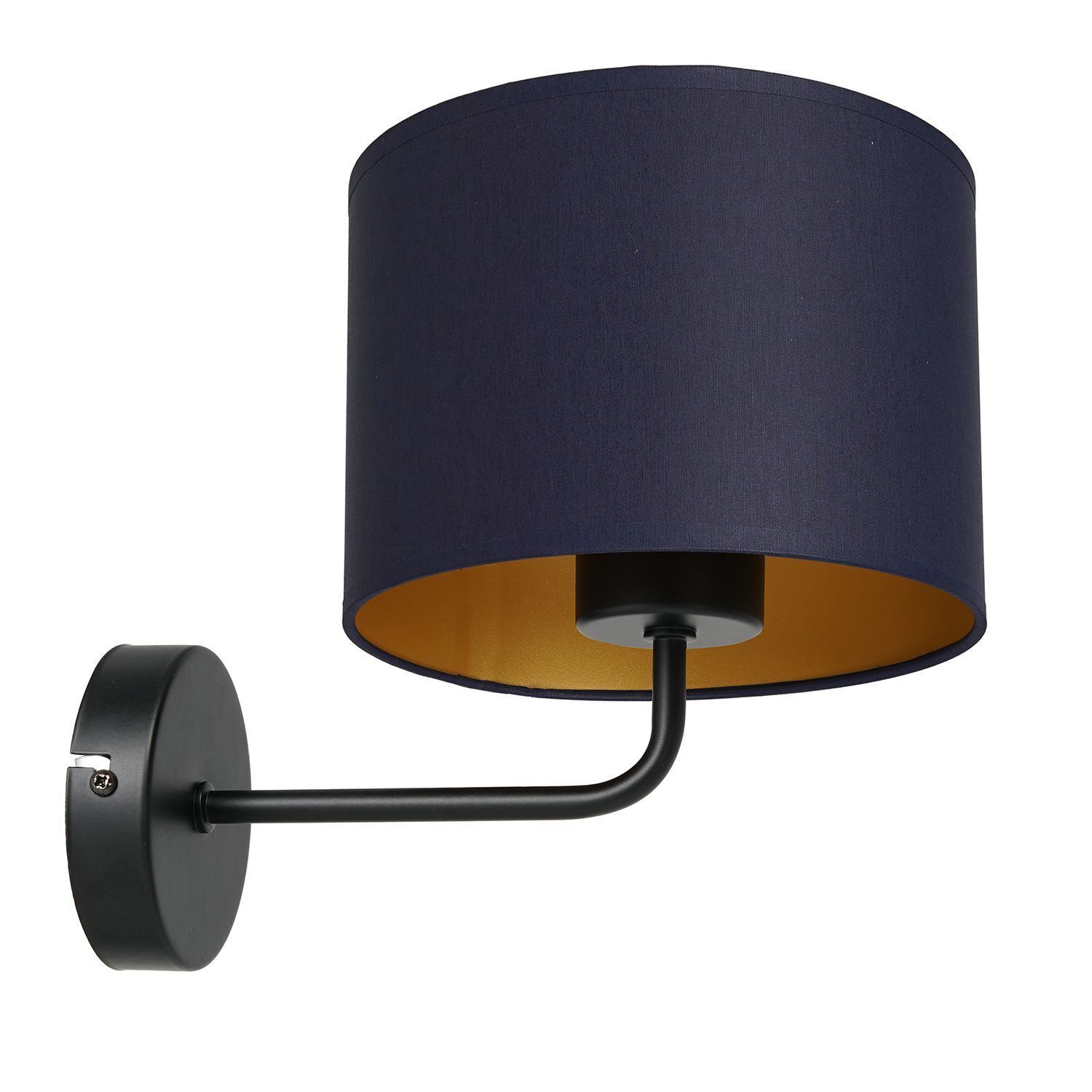 Wandlampe Blau Gold Stoff Metall B:18 cm E27 gemütlich