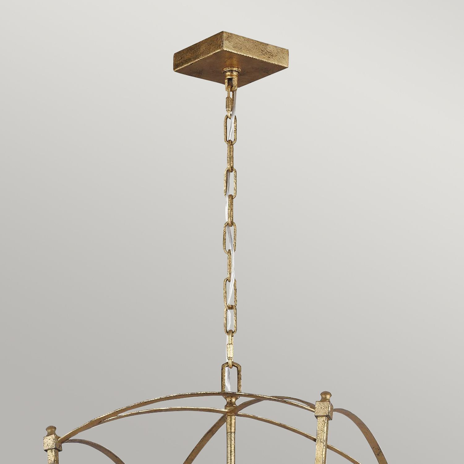 Hängeleuchte, Kettenpendel, Goldfarbe, Metall, Deckenhalterung