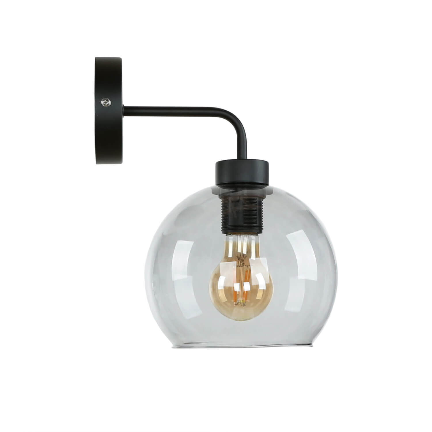 Wandlampe Glas Kugel Schirm Grau Schwarz KANZENE