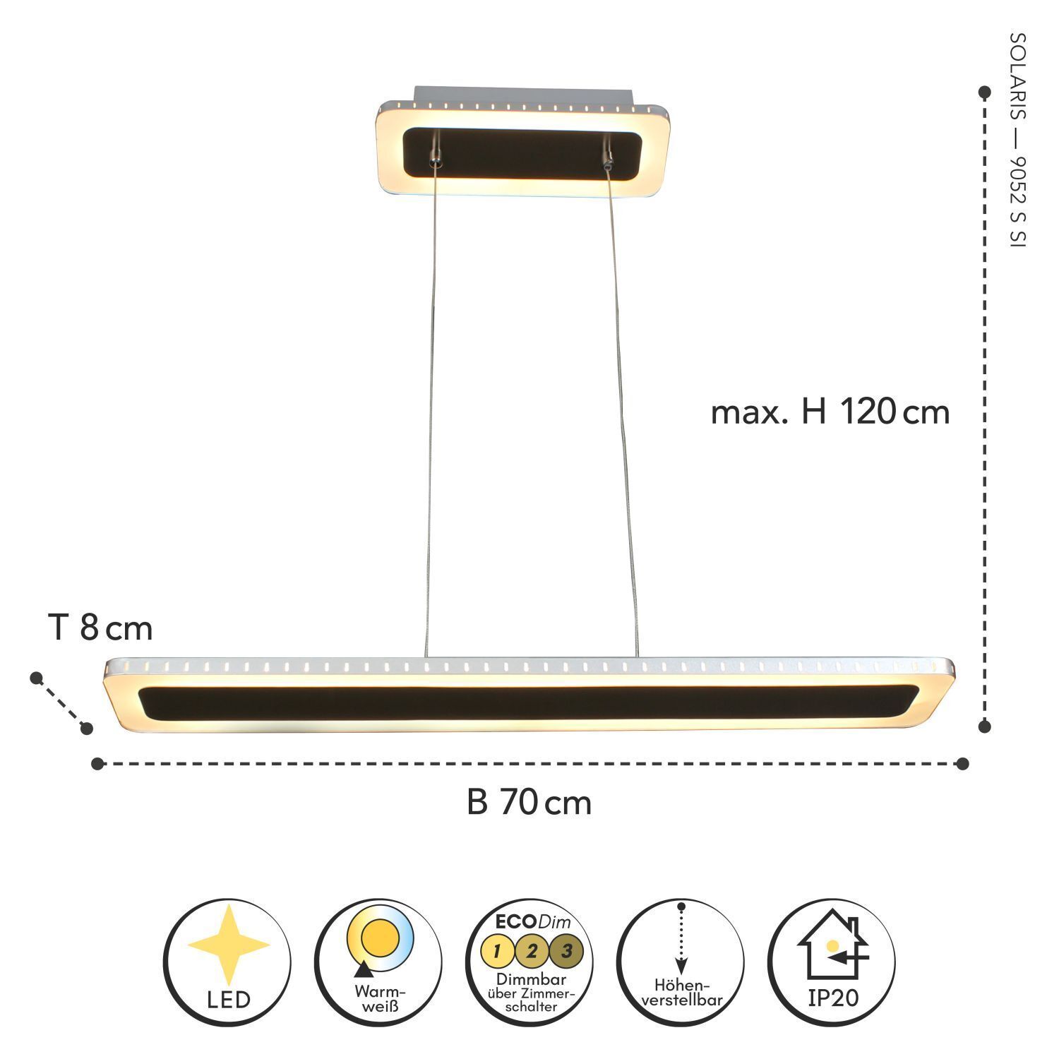 LED Pendelleuchte Aluminium Edelstahl Schwarz 3000 K