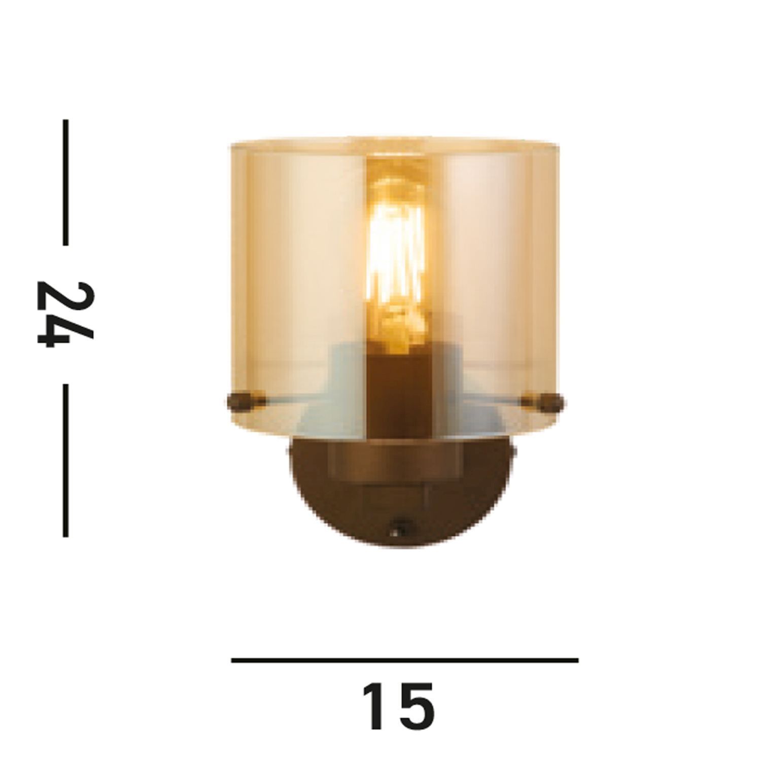 Wandlampe Metall Glas Mokka Bernstein E27 mit Schalter
