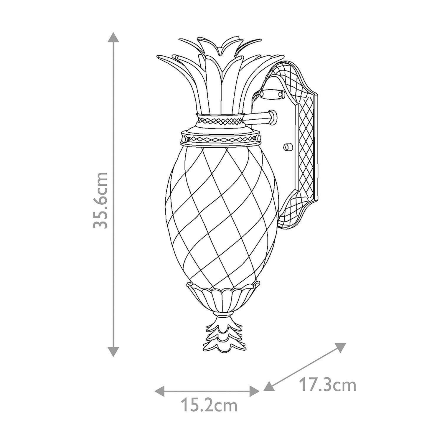 Dekorative Wandleuchte außen IP44 in Schwarz Antik Ananas