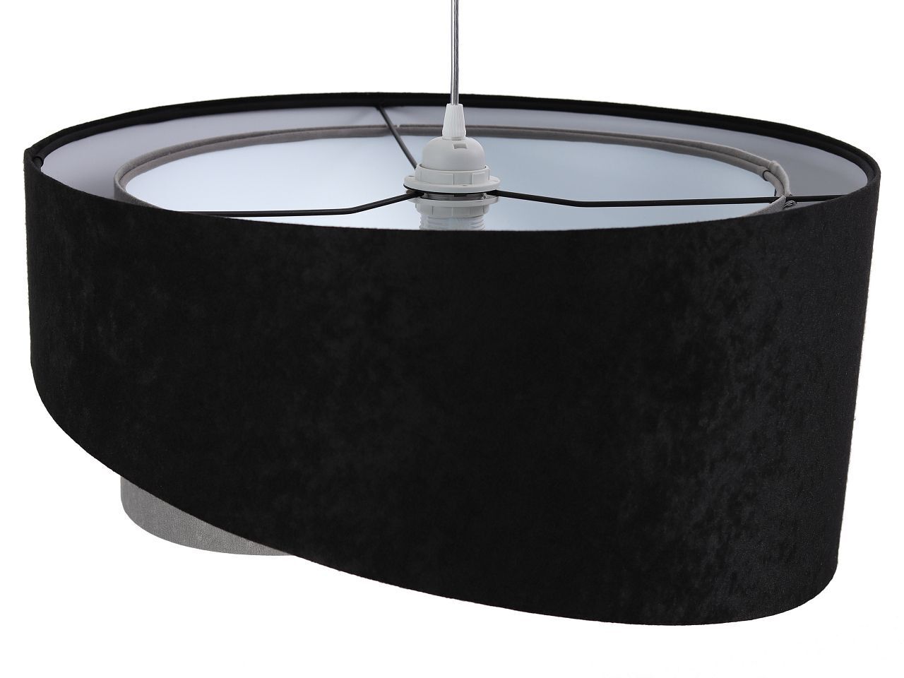Hängelampe Schwarz Grau E27 rund Ø 50 cm Stoff Velours Optik
