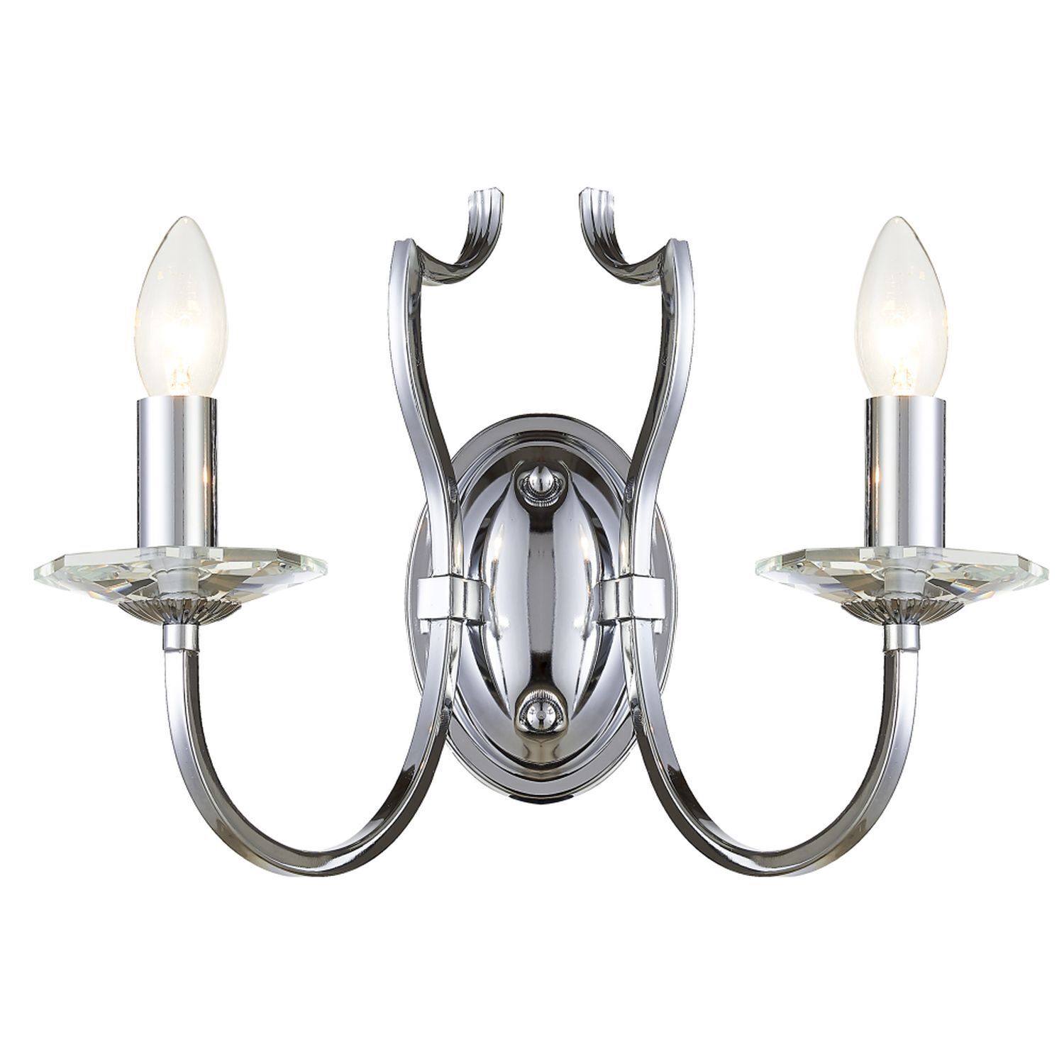 Wandlampe Metall Chrom 34 cm breit 2-flammig E14