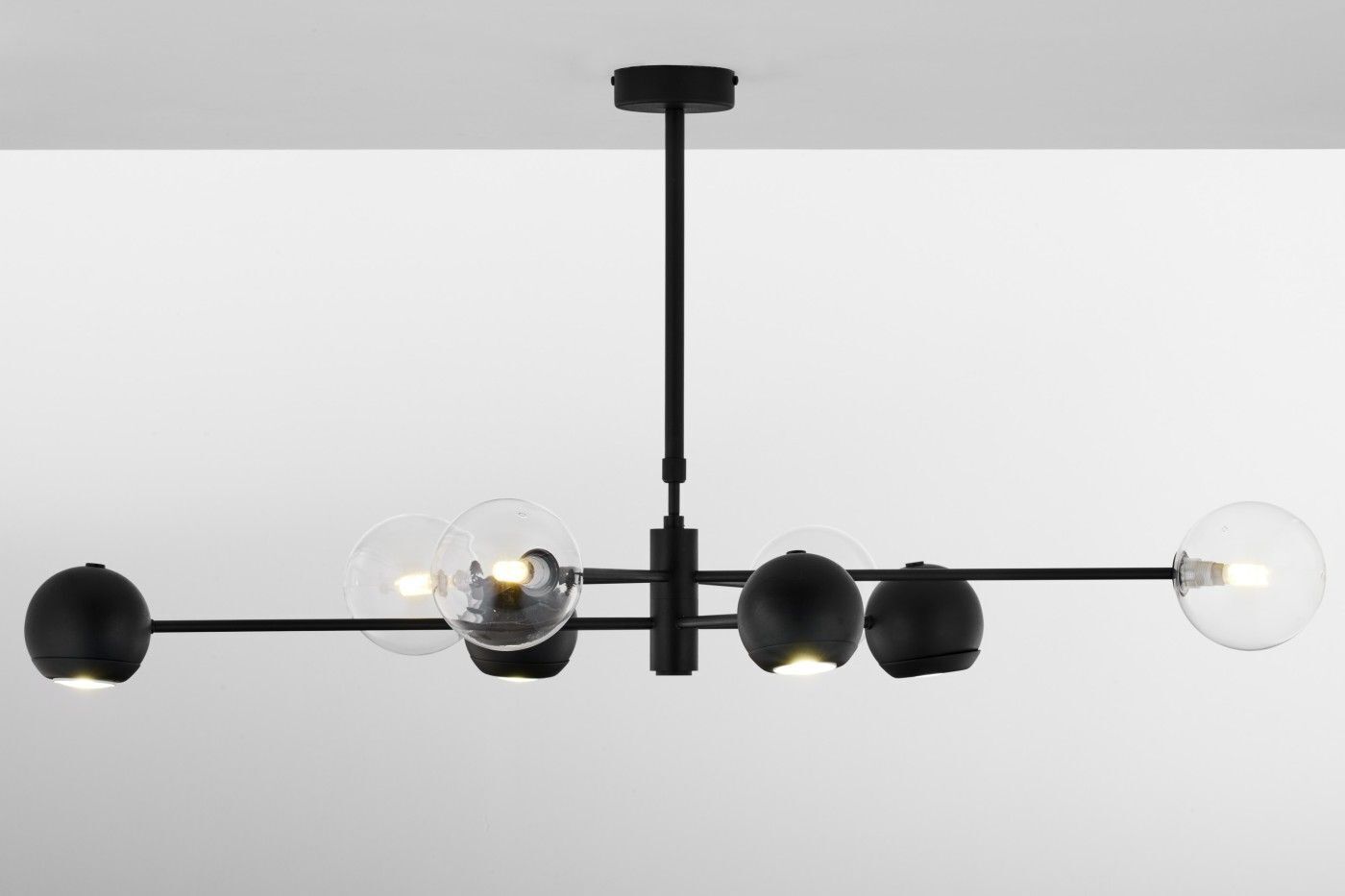 Schwarze Deckenlampe Metall Glas L:94 cm G9 GU10 Leuchter, Lampe, Deckenventilator, Gerät, Elektrisches Gerät