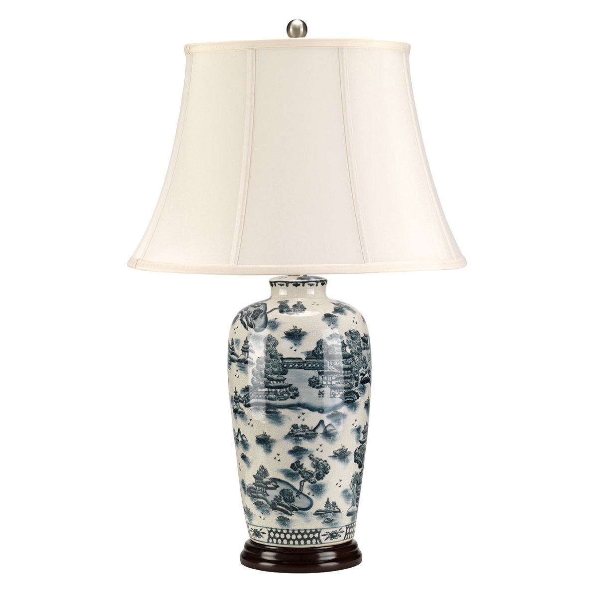 Tischleuchte Porzellan 73 cm Blau Weiß SIMONIA Lampe, Tischlampe, Kunst, Porzellan, Töpferei