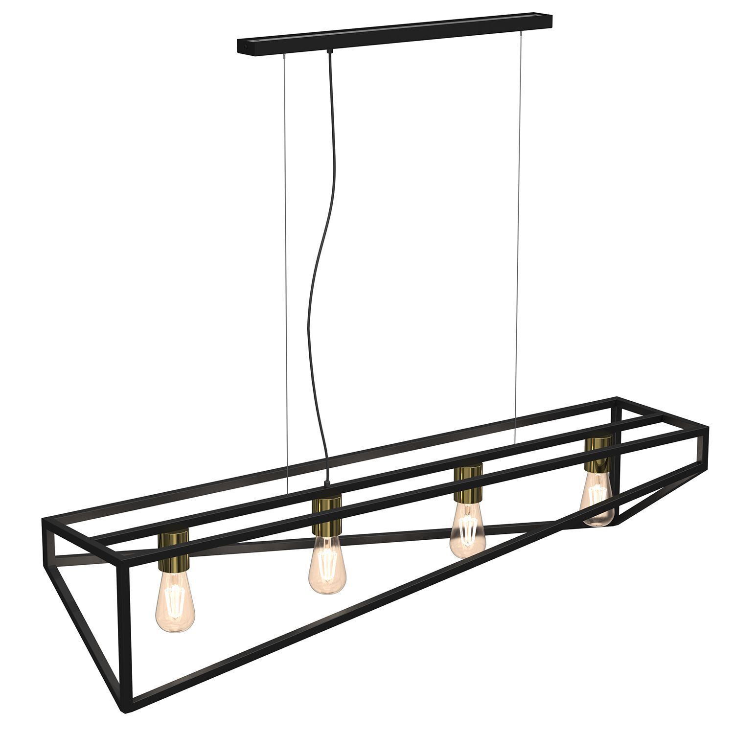 Lange Pendelleuchte Schwarz Gold E27 100 cm Industrial Leuchte, Kronleuchter, Lampe