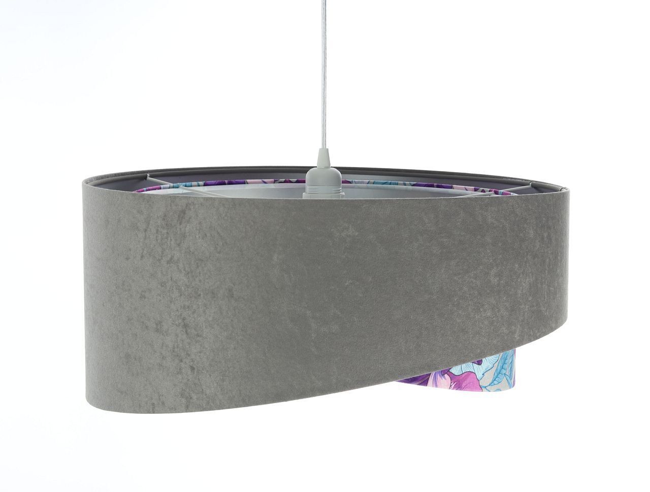Hängeleuchte Grau Lila Silber Ø 50 cm Velours Optik Stoff