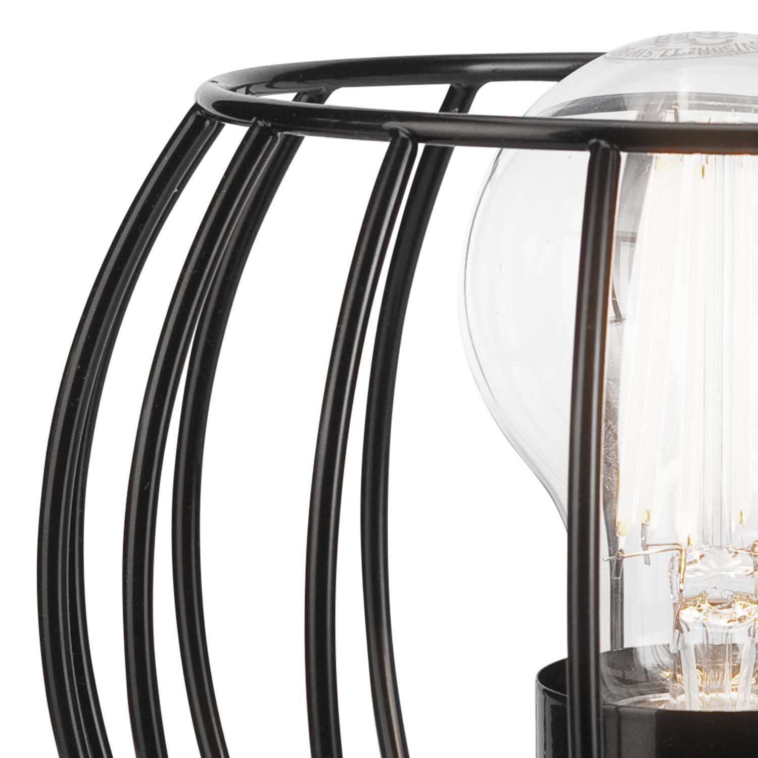 Tischlampe Schwarz E27 klein H: 16 cm Metall Holz Retro