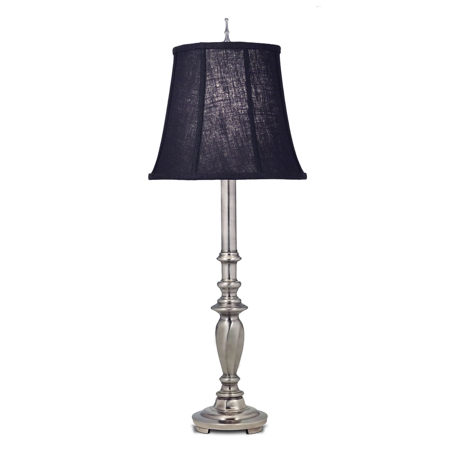 Tischlampe E27 Schwarz Nickel 79 cm hoch Stoff Zinkguss