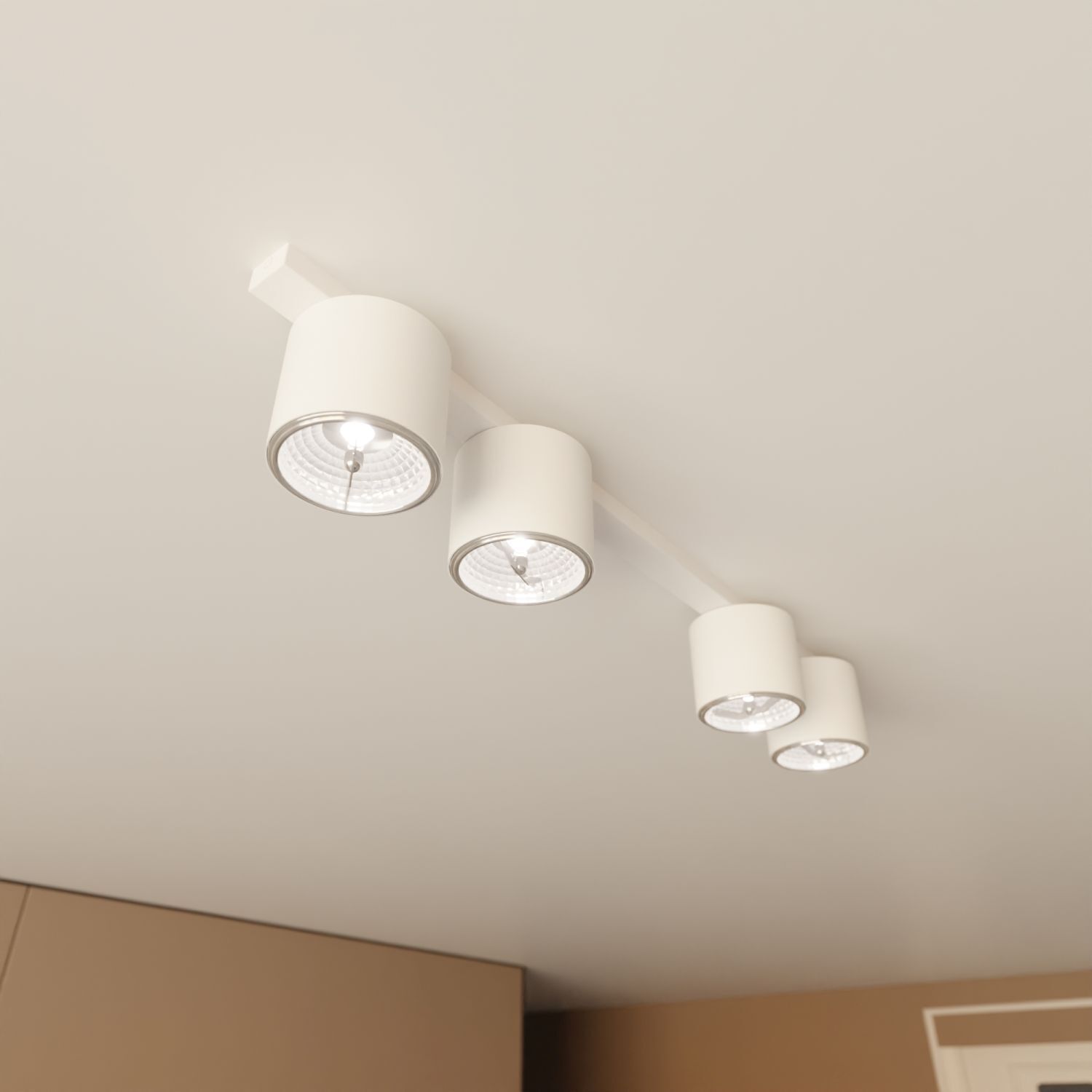 Deckenlampe Metall Weiß 90 cm lang 4-flammig GU10 AR111