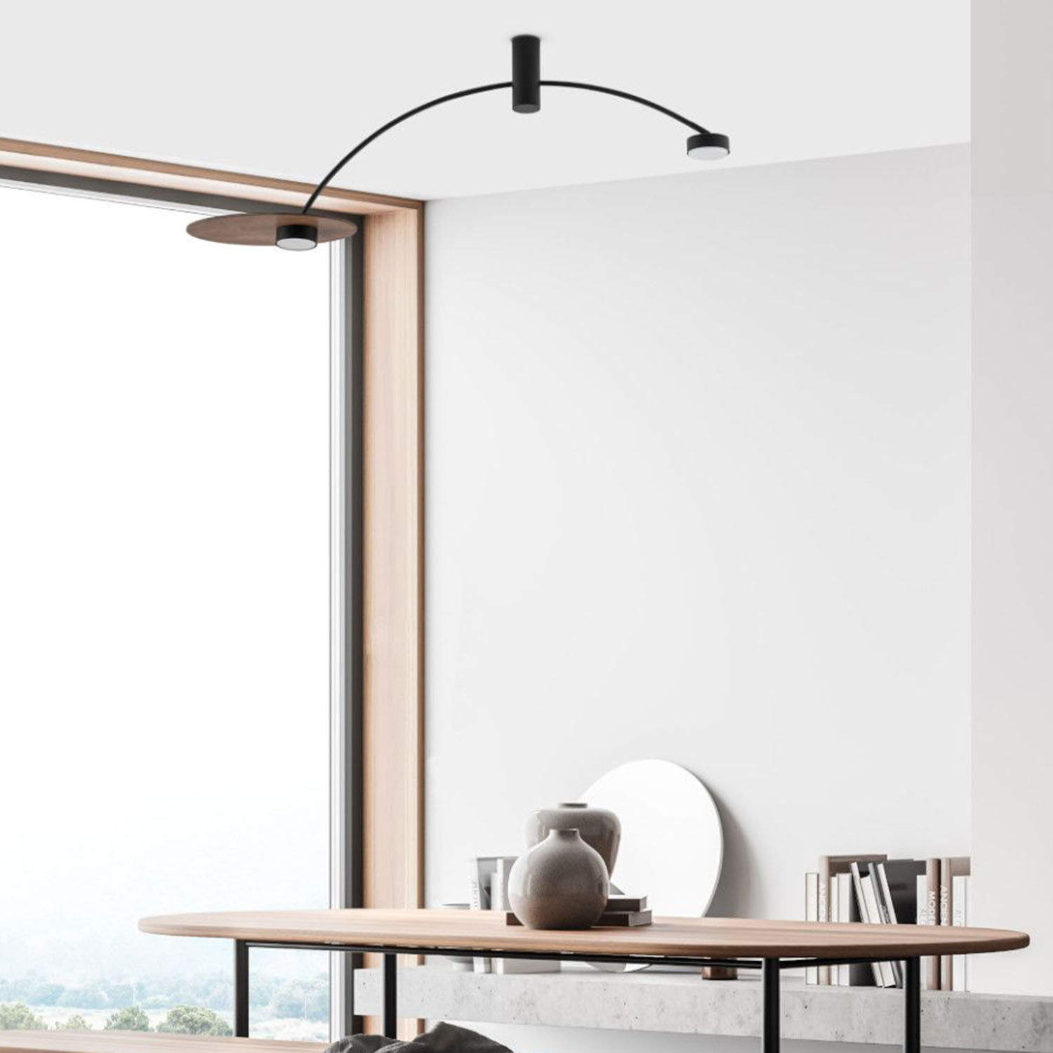 Deckenlampe 2-flammig GX53 Schwarz Holz B: 110 cm