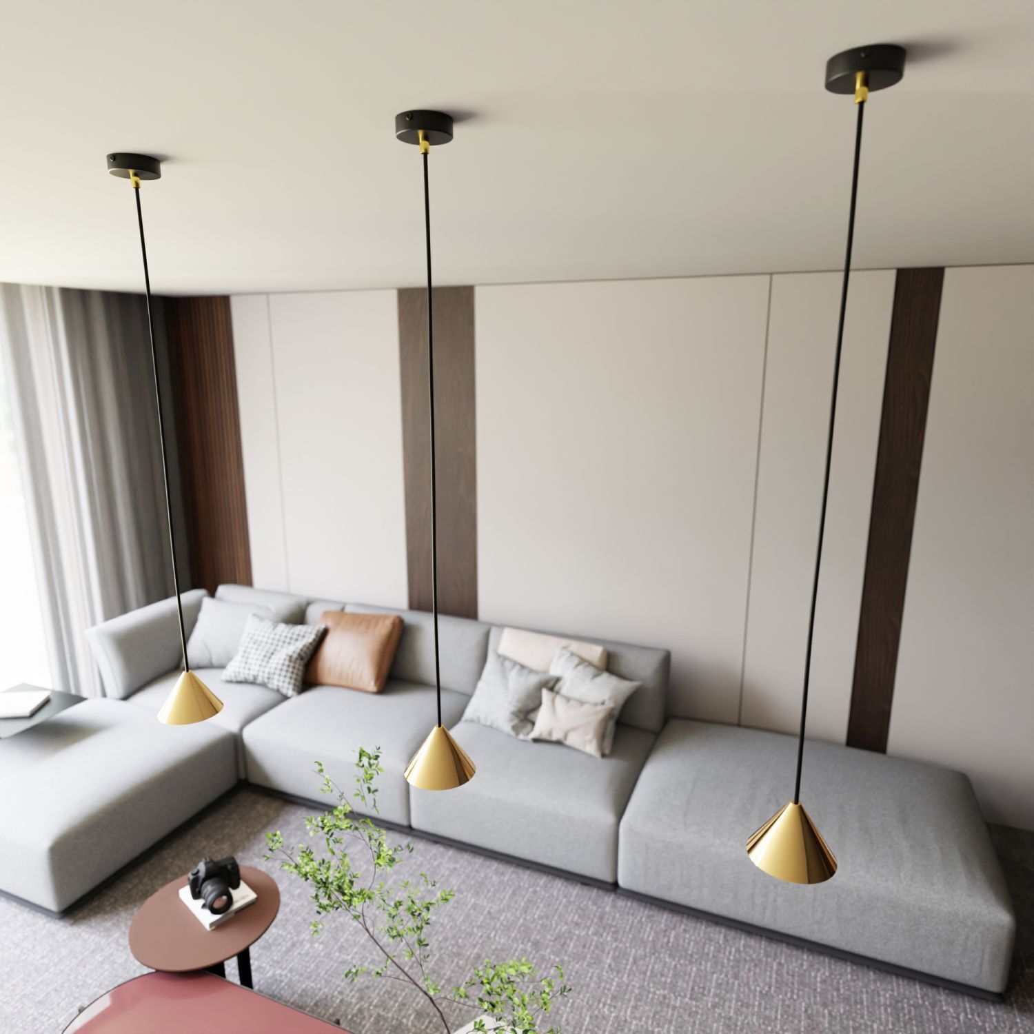 Pendelleuchte Schwarz Gold GX53 Ø 12 cm schmal MIRA Lampe, Dekoration für Zuhause, Stehlampe, Mobiliar