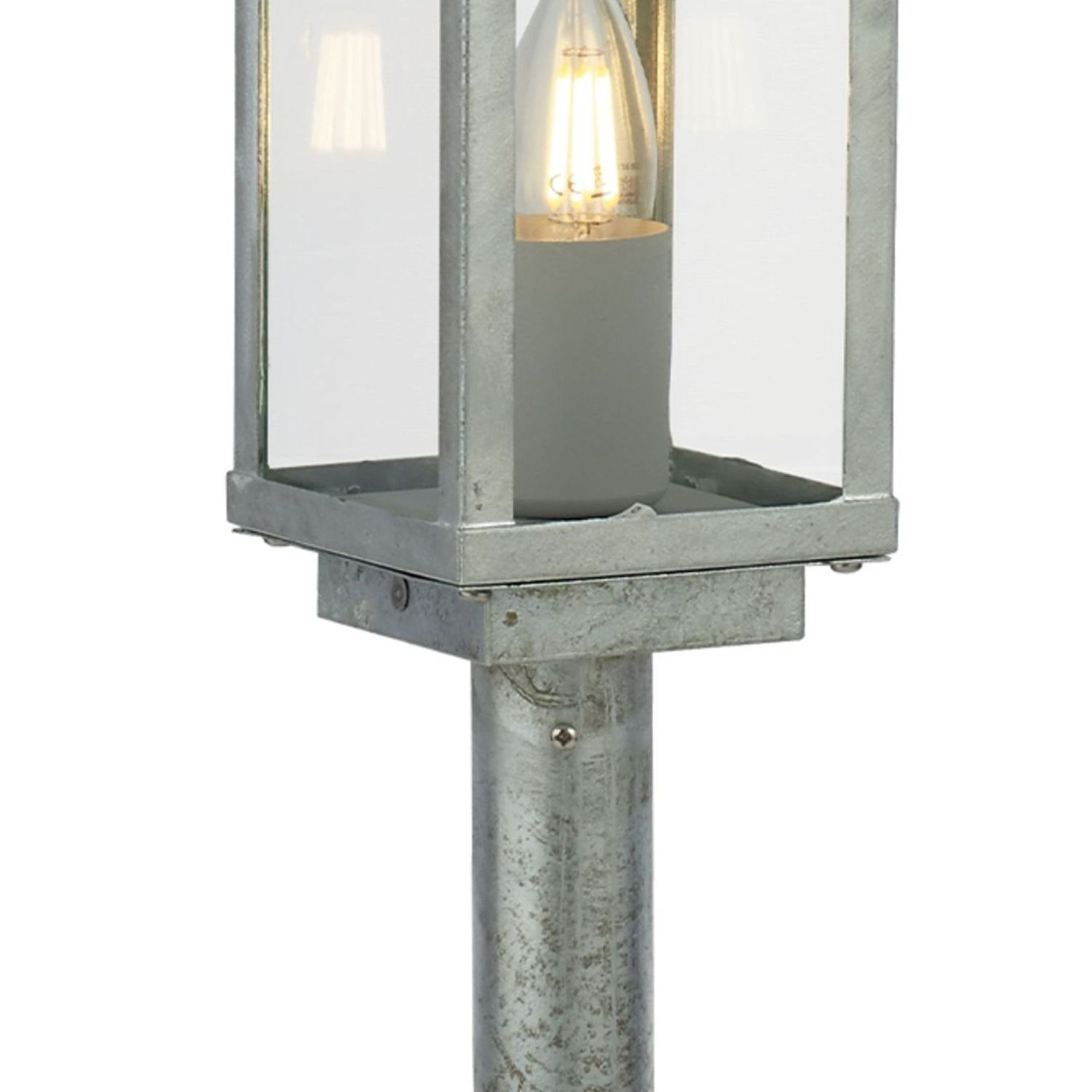 Außenlampe Garten 50 cm IP44 in Silber eckig E27