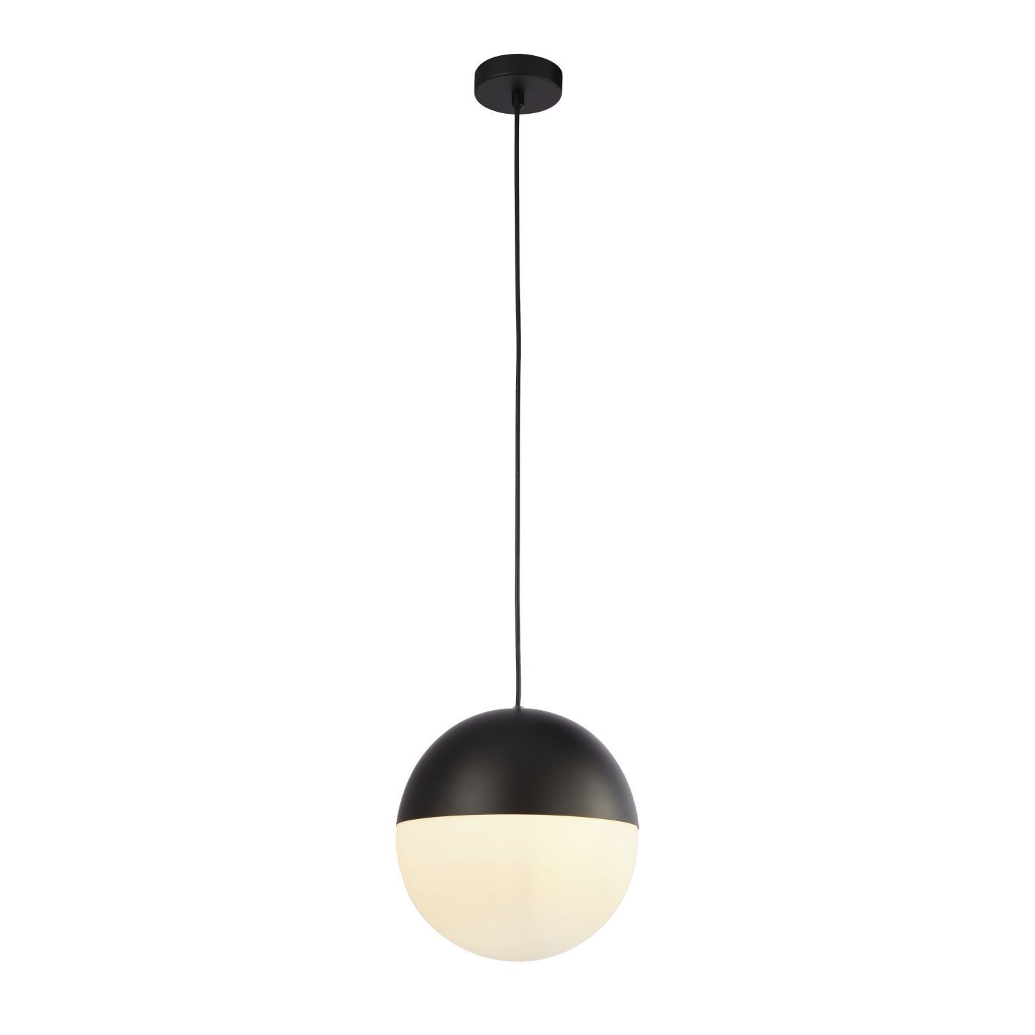 Hängeleuchte Schwarz Weiß E27 Ø 25 cm rund Glas Metall