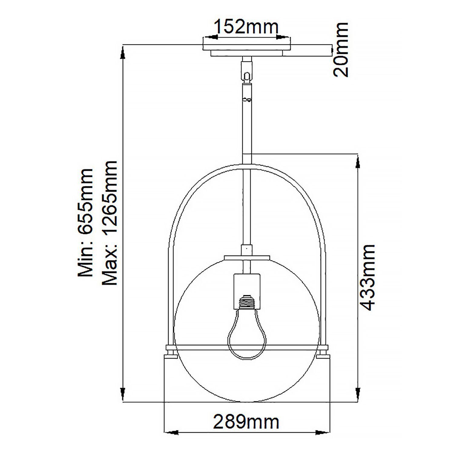 Pendelleuchte Metall Glas E27 rund D: 28,9 cm Schwarz