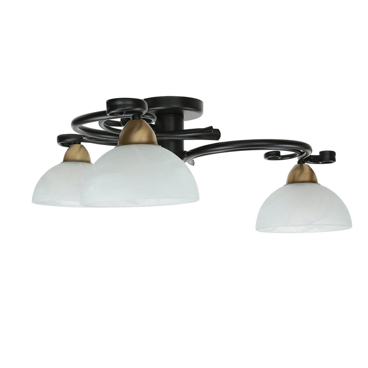 Deckenlampe Glas Metall Schwarz Weiß Messing 3-flammig Leuchte, Deckenventilator, Gerät, Elektrisches Gerät, Deckenleuchte