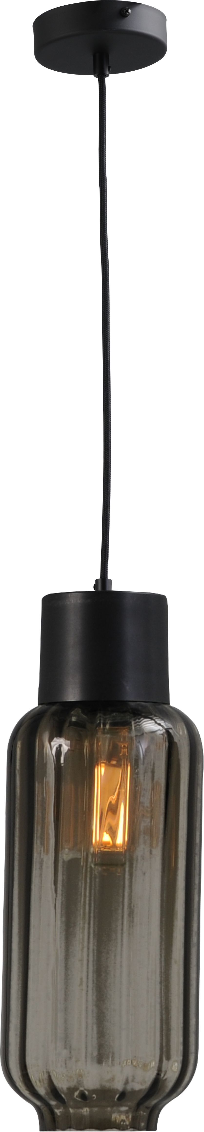 Hängeleuchte Schwarz Rauchglas Metall Ø 15 cm E27